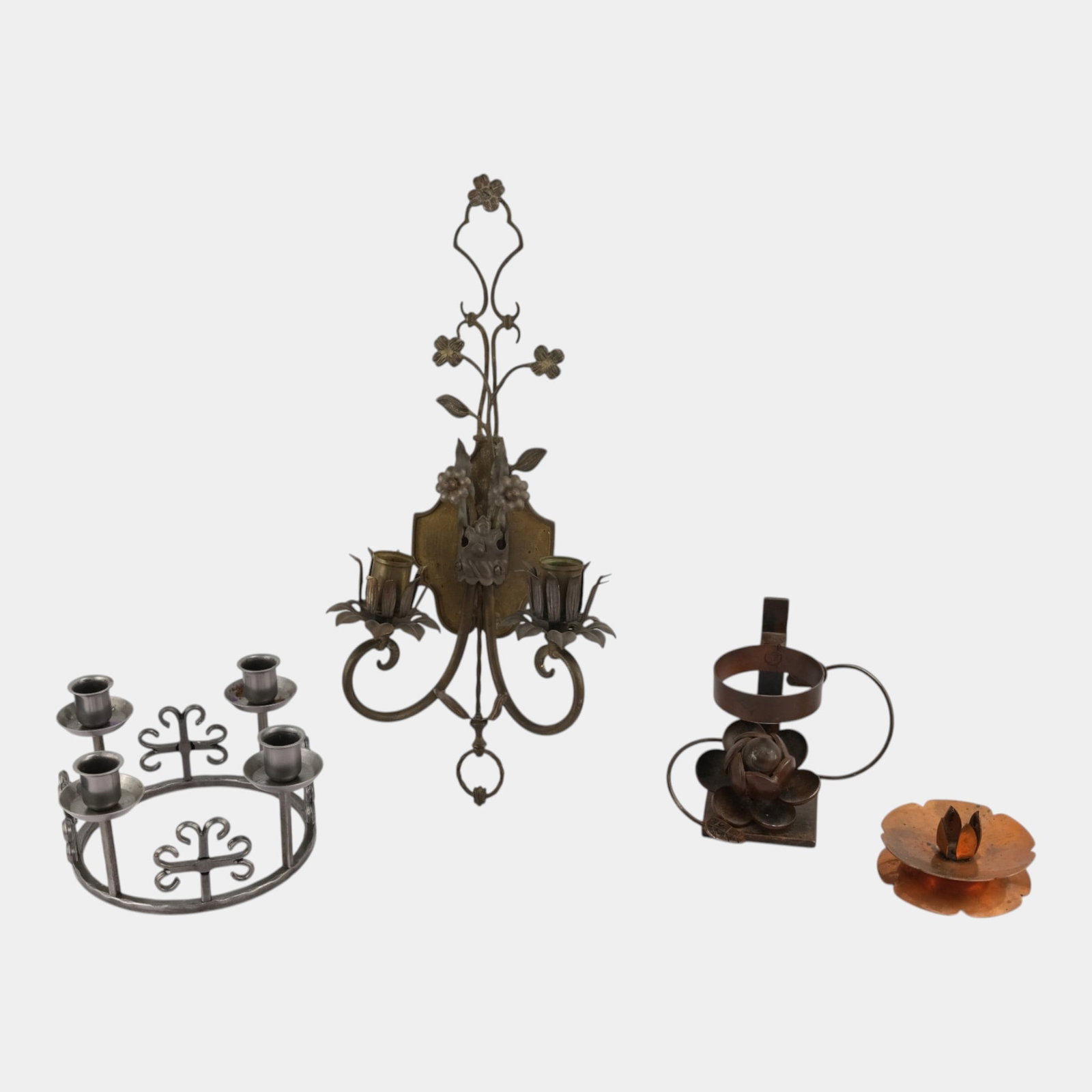 20th Century Gothic & Arts And Crafts Metal Candle Holders And Wall Sconce (1 of 4)
