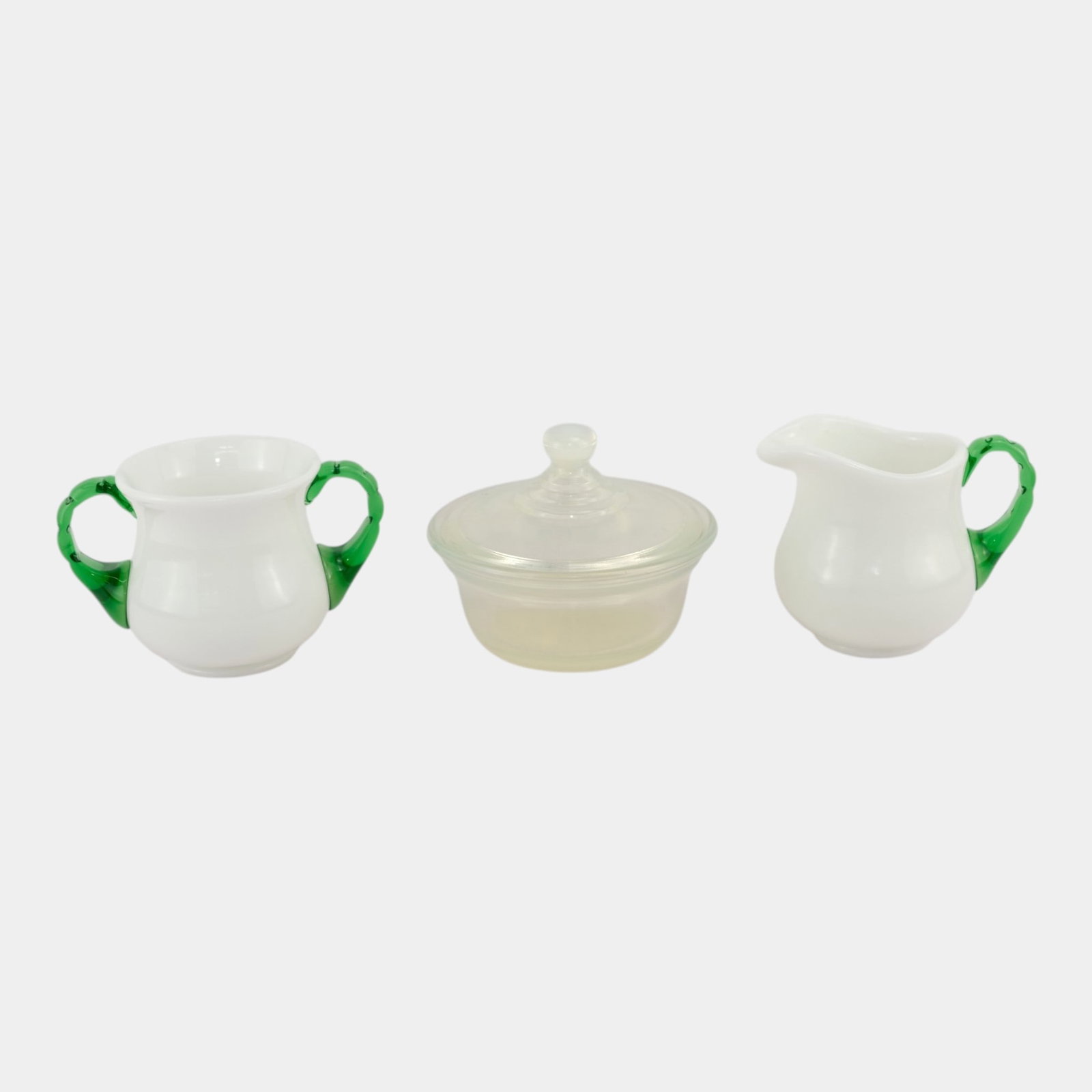 Fenton Art Glass Company Emerald Crest Creamer & Sugar Bowl With Fry Opalescent Kidi Bake Child (1 of 4)