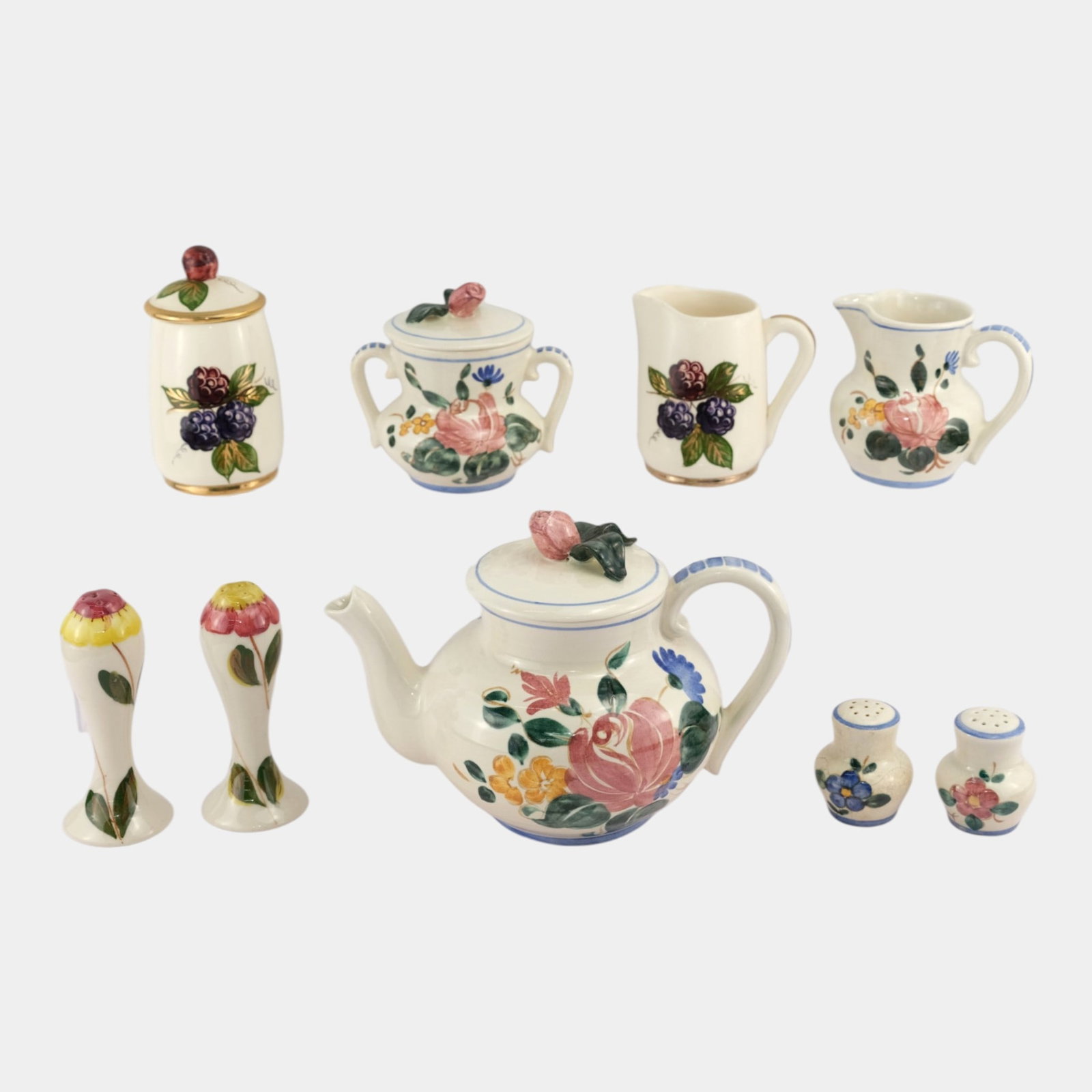 Red Wing "Orleans" And Knotts Berry Farm Mid Century Hand Painted Pottery Tea Set & More: We offer affordable in-house shipping on all items.For higher resolution images please visit bid.craftedauctions.com Red Wing "Orleans" And Knotts Berry Farm Mid Century Hand Painted Pottery Tea Set &
