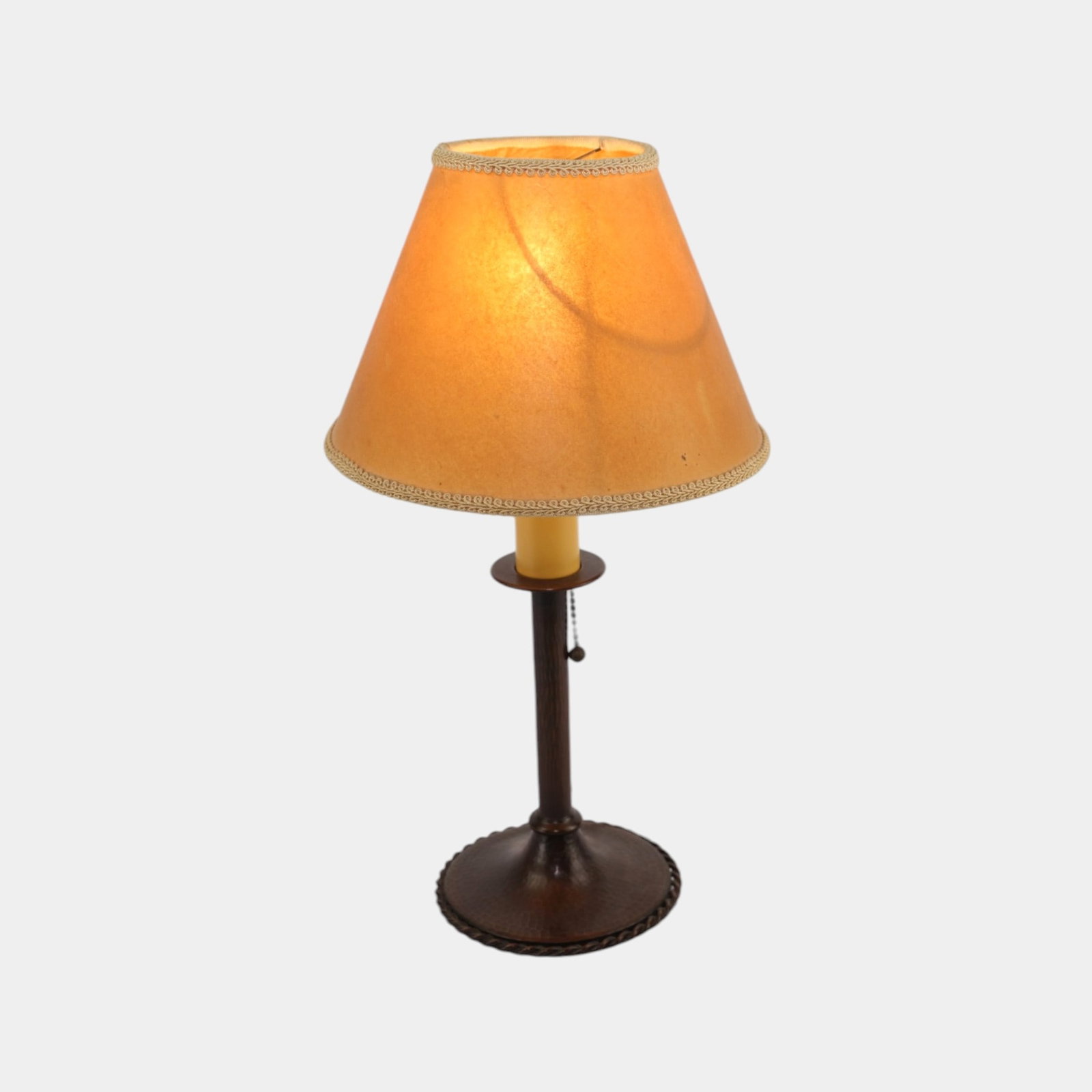 Roycroft Arts & Crafts Hammered Copper Small Table Lamp With Rope Twist Edge Shade (1 of 4)