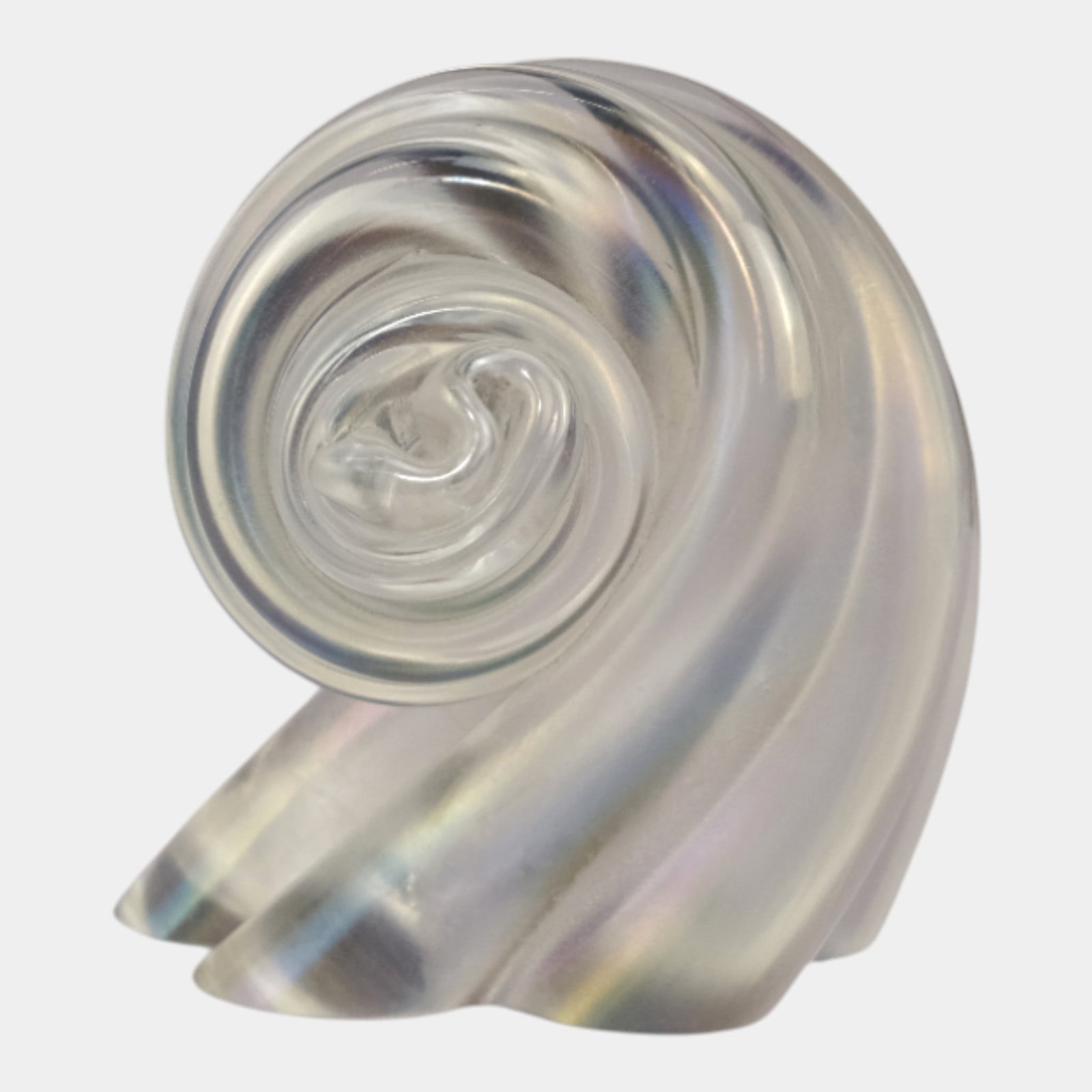 Michael Cohn Studio Art Glass Iridescent Clear Swirl Seashell Paperweight (1 of 7)