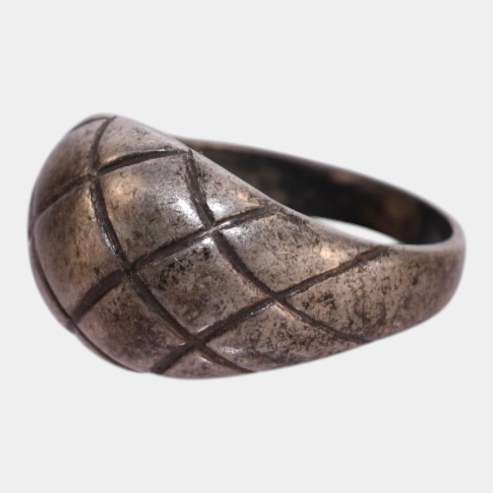 Sterling Silver 925 Patinated Domed Cross Hatch Modernist Ring Size 6 (1 of 3)