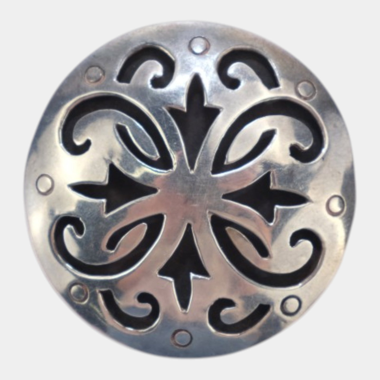 Taxco IMP Sterling Silver Mid Century Modernist Openwork Geometric Brooch Pin: We offer affordable in-house shipping on all items.For higher resolution images please visit bid.craftedauctions.com Boldly geometric and elegantly handcrafted, this Taxco IMP sterling silver brooch f