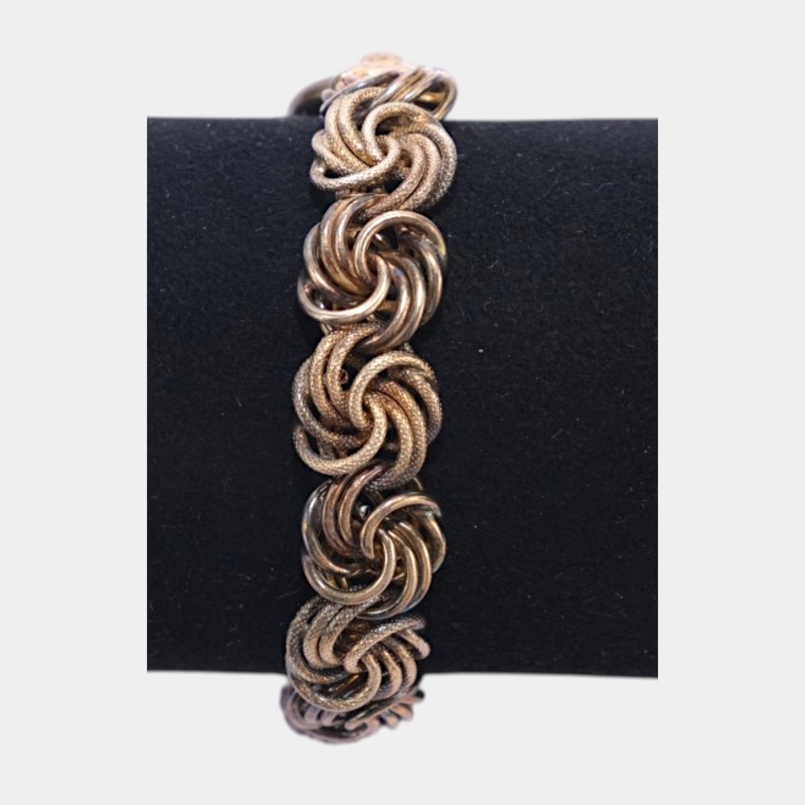 Italian Sterling Silver 925 Textured Byzantine Rope Link Wide Statement Bracelet: We offer affordable in-house shipping on all items.For higher resolution images please visit bid.craftedauctions.com Excellent condition. Age related wear. Marked as shown. Acid tested. Bracelet is 7 