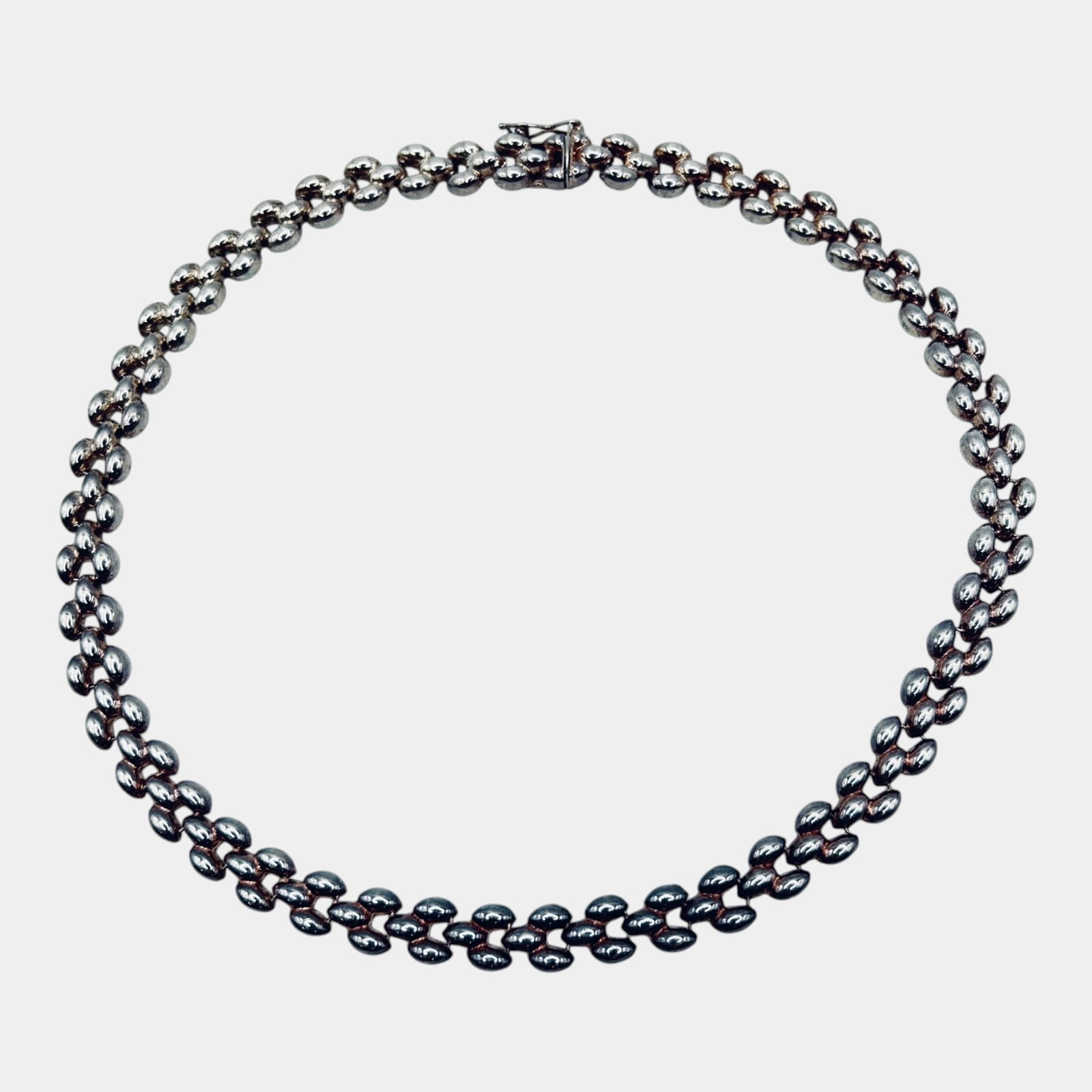 Sterling Silver 925 Italian Double Link Bracelet Oval Interlocking Link 16" Necklace (1 of 5)