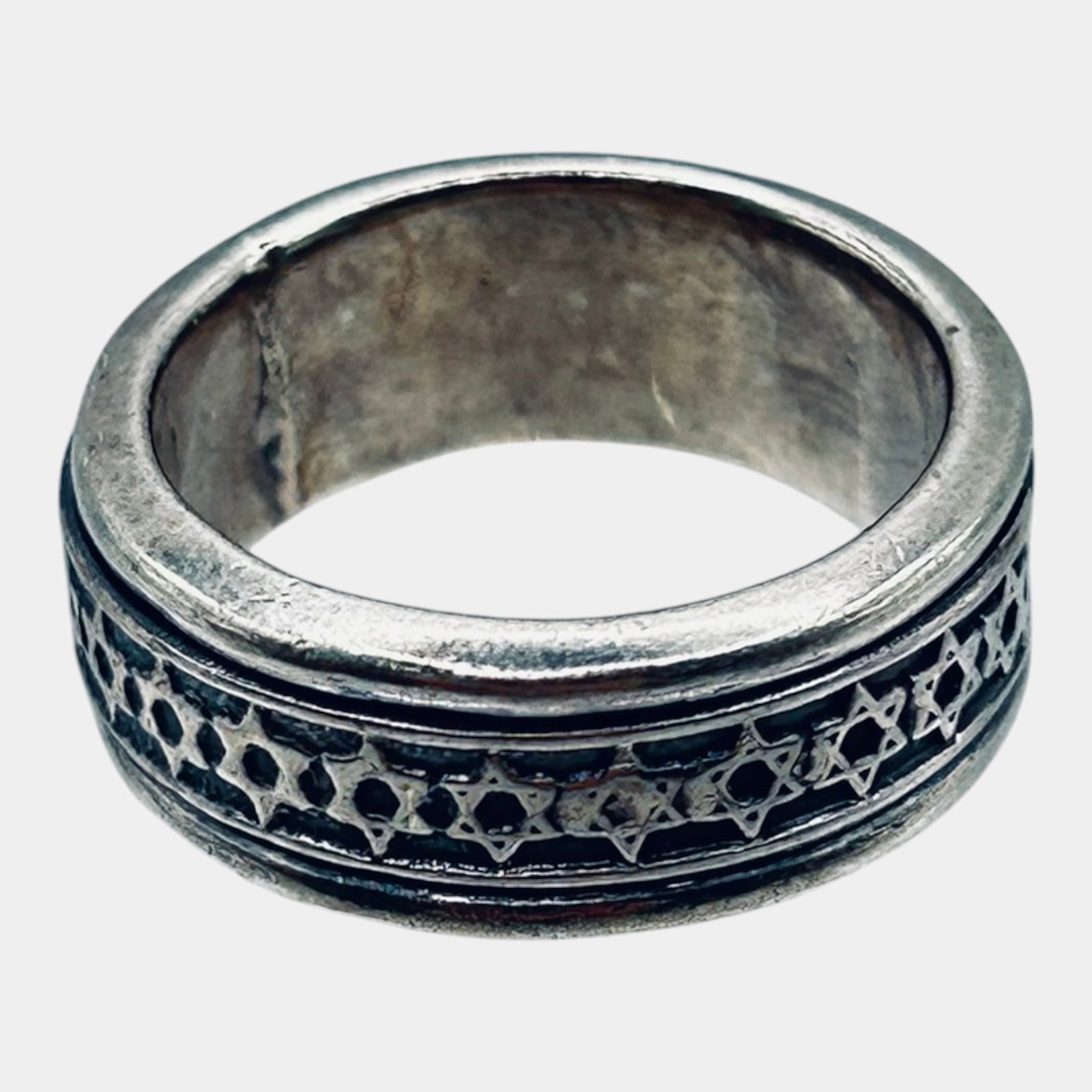 Sterling Silver Star Of David Band Ring Openwork Jewish Symbol Band Ring Size 6.75 (1 of 5)