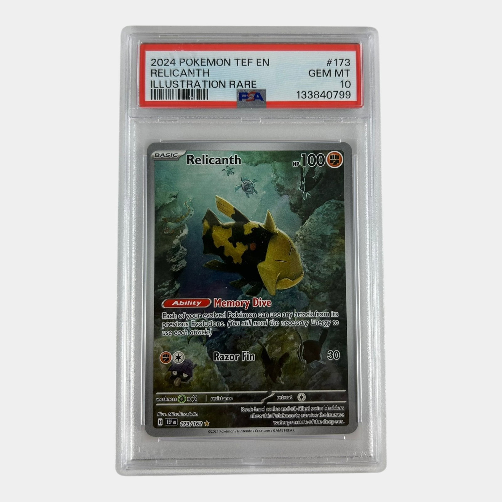 Relicanth 173/162 PSA 10 Temporal Forces Scarlet & Violet Illustration Rare Graded Pokemon Card: We offer affordable in-house shipping on all items.For higher resolution images please visit bid.craftedauctions.com Relicanth 173/162 PSA 10 Temporal Forces Scarlet & Violet Illustration Rare Graded 