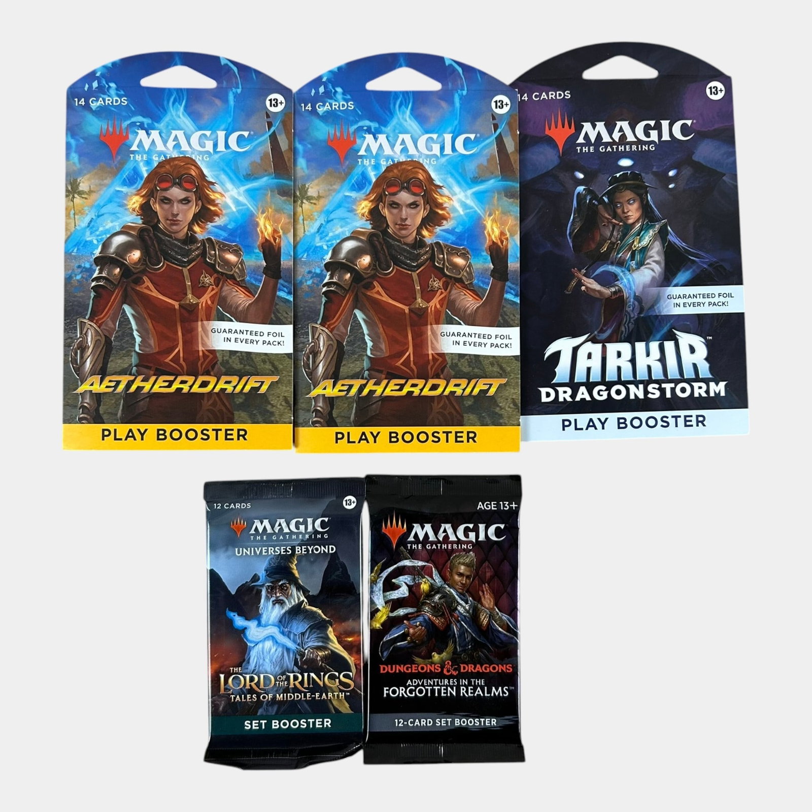 Magic The Gathering TCG 5 Sealed Sleeved & Booster Packs Lord Of The Rings, Aetherdrift, & More (1 of 2)