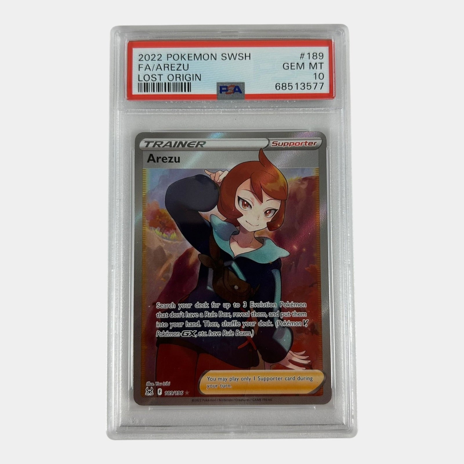 Arezu #189/196 PSA 10 Lost Origin Sword & Shield Trainer Graded Pokemon Card: We offer affordable in-house shipping on all items.For higher resolution images please visit bid.craftedauctions.com Arezu #189/196 PSA 10 Lost Origin Sword & Shield Trainer Graded Pokemon Card Excell