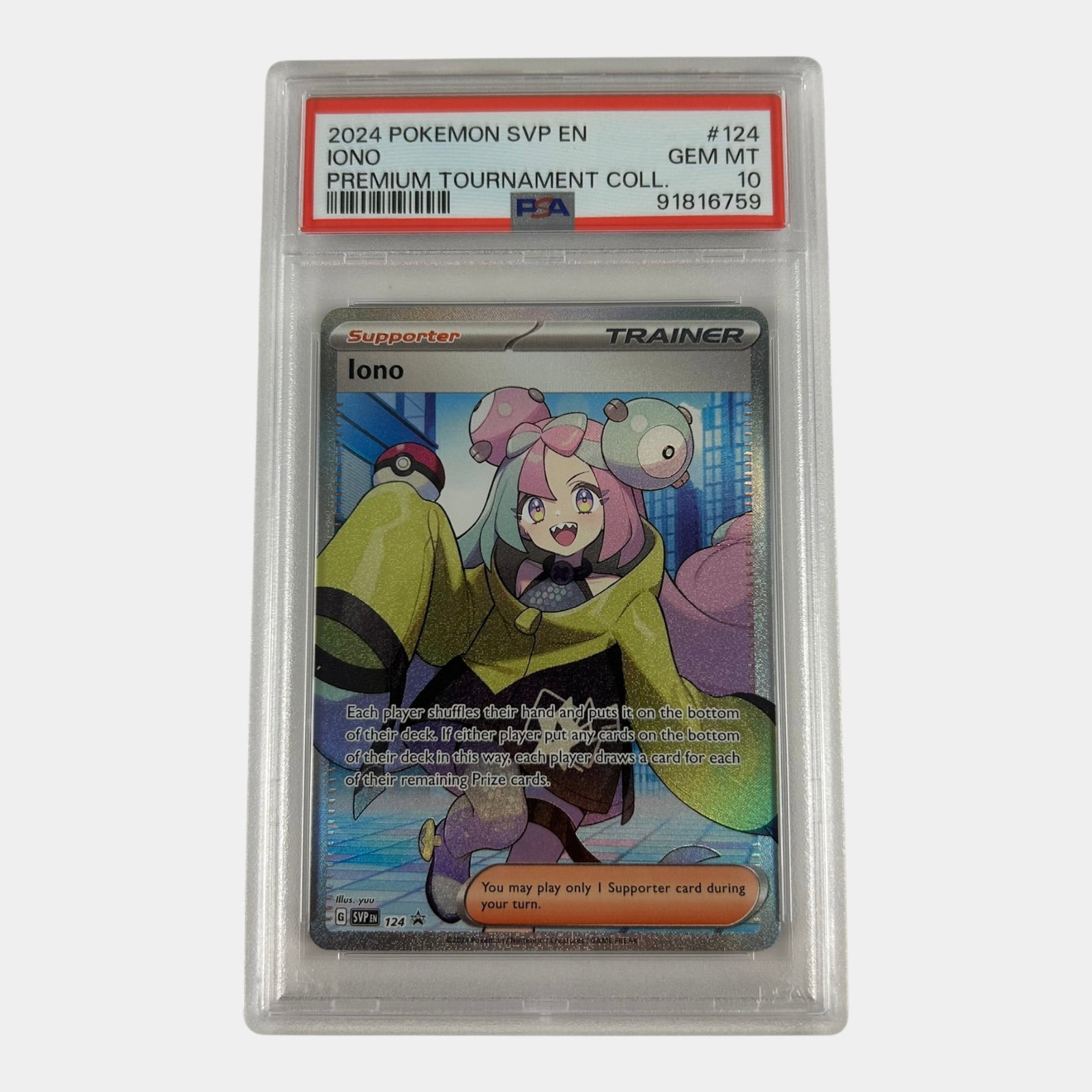 Iono #124 Black Star Promo PSA 10 Scarlet & Violet Premium Tournament Collection Graded Pokemon Card: We offer affordable in-house shipping on all items.For higher resolution images please visit bid.craftedauctions.com Iono #124 Black Star Promo PSA 10 Scarlet & Violet Premium Tournament Collection Gr