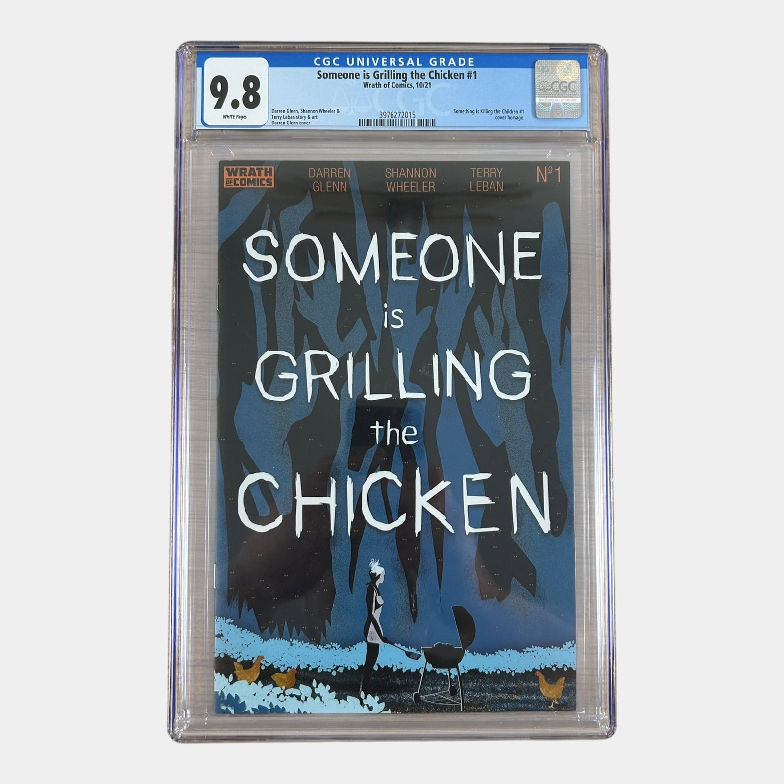 Someone Is Grilling The Chicken #1 CGC 9.8 Something Is Killing The Children Spoof Comic Book: We offer affordable in-house shipping on all items.For higher resolution images please visit bid.craftedauctions.com Someone Is Grilling The Chicken #1 CGC 9.8 Something Is Killing The Children Spoof 