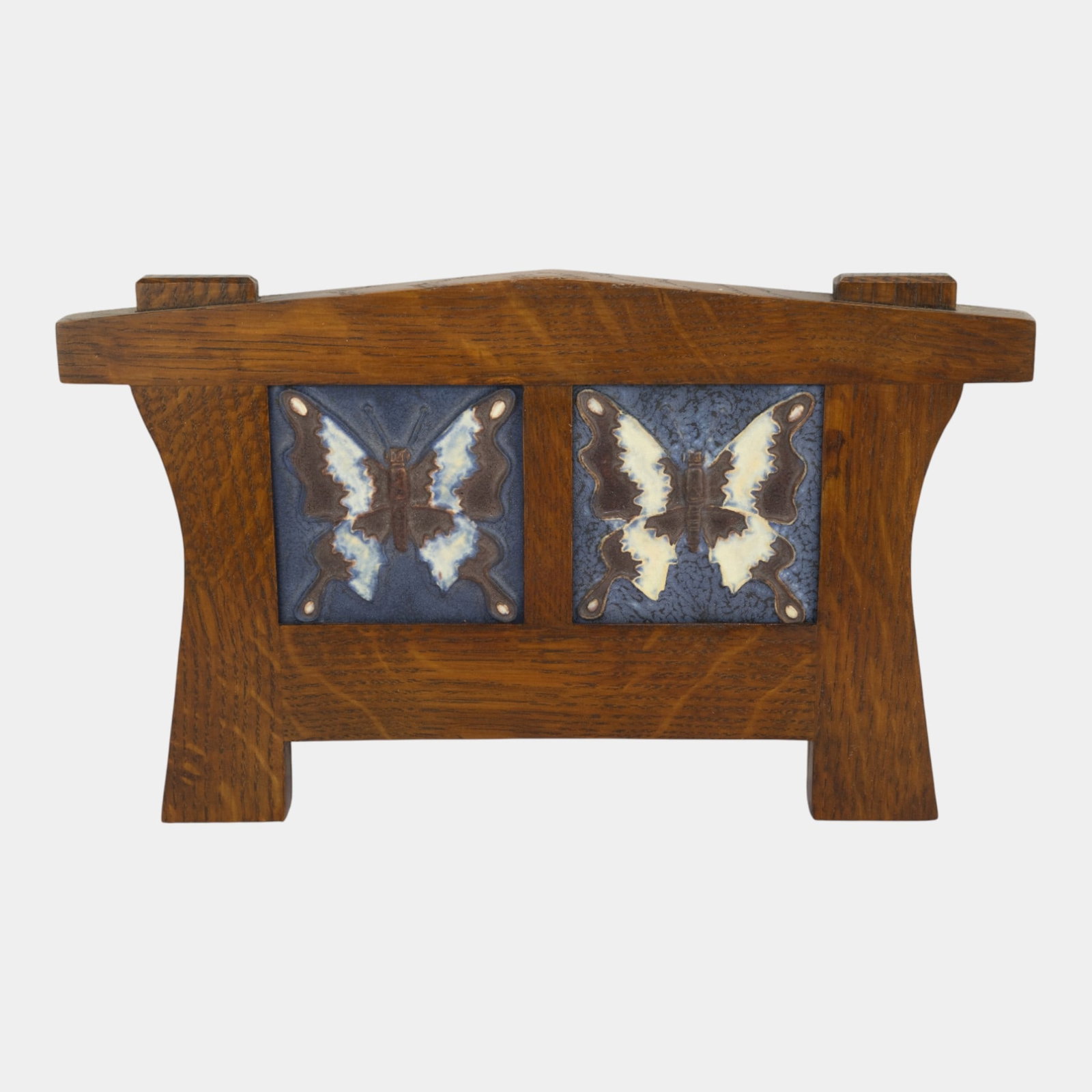 Ephraim Faience 2002 Arts And Crafts Framed Blue Butterfly Art Pottery Tiles: Professional, fast, and affordable in house shipping available for all items.For higher resolution images please visit www.bid.craftedauctions.com Ephraim Faience 2002 Arts And Crafts Framed Blue Butt