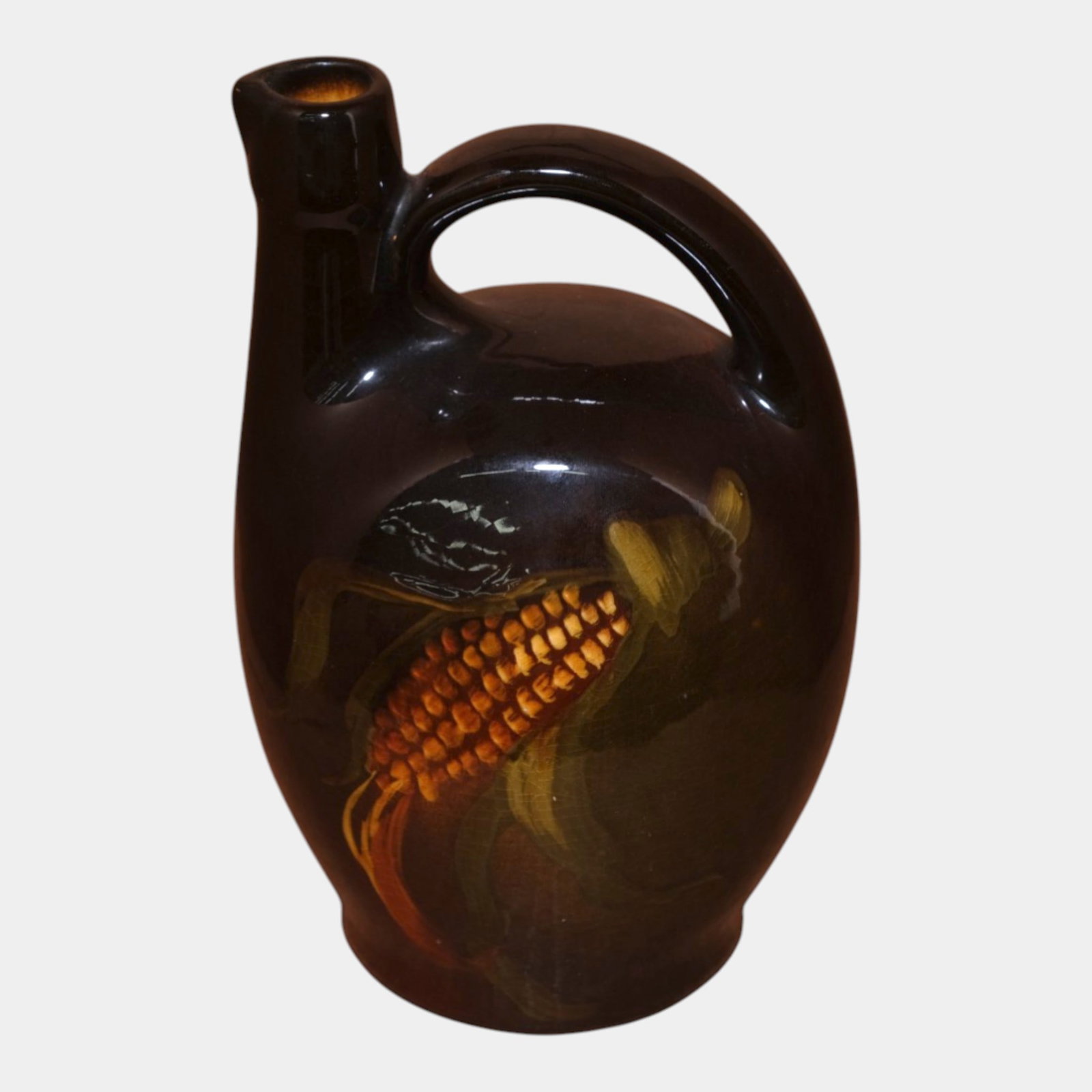 Owens Utopian Early 1900s Vintage Art Pottery Standard Glaze Hand Painted Ear Of Corn Jar 1266: Professional, fast, and affordable in house shipping available for all items.For higher resolution images please visit www.bid.craftedauctions.com Owens Utopian Early 1900s Vintage Art Pottery Standar