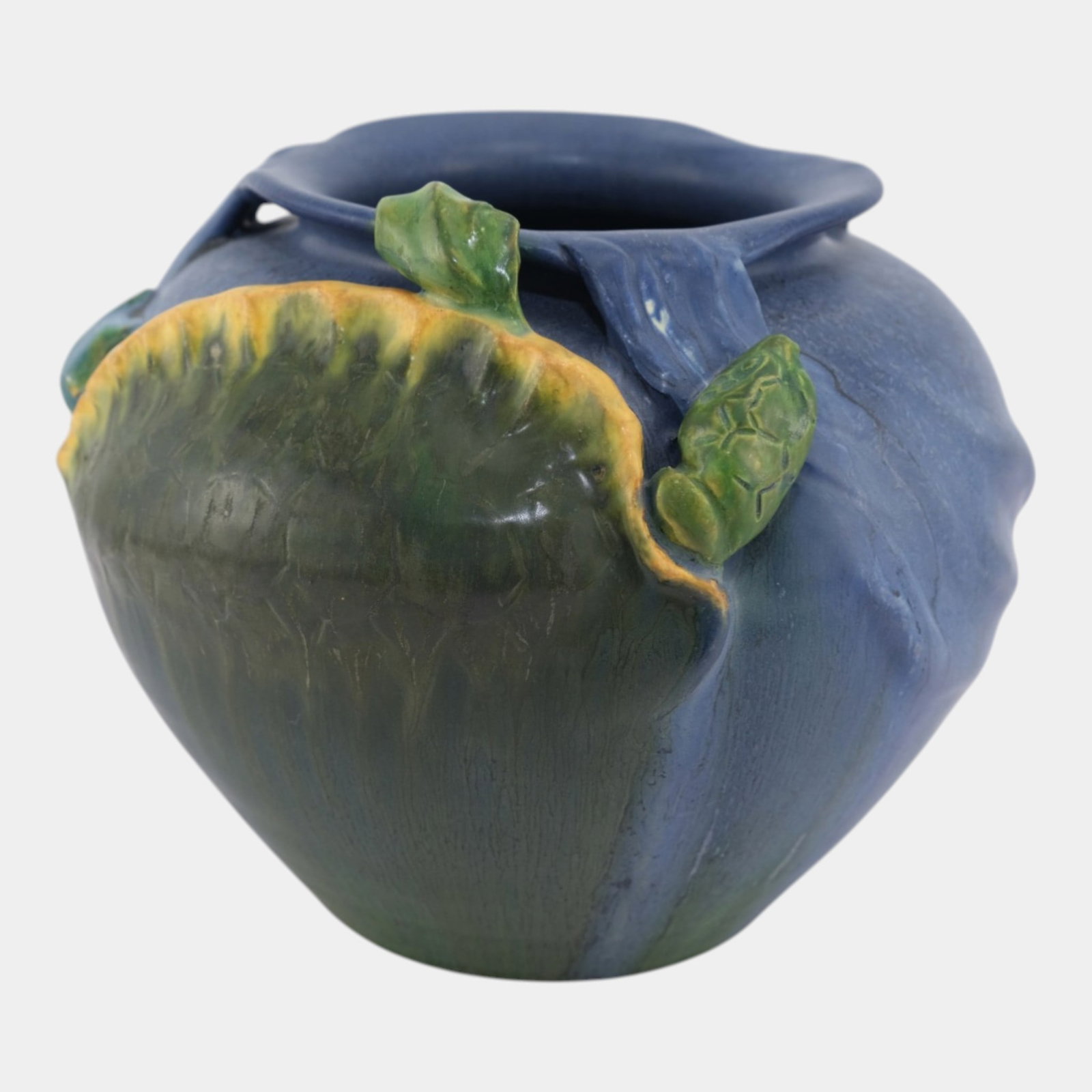Ephraim Faience 2006 Hand Made Art Pottery Green Turtle Blue Ceramic Vase 325 (1 of 6)