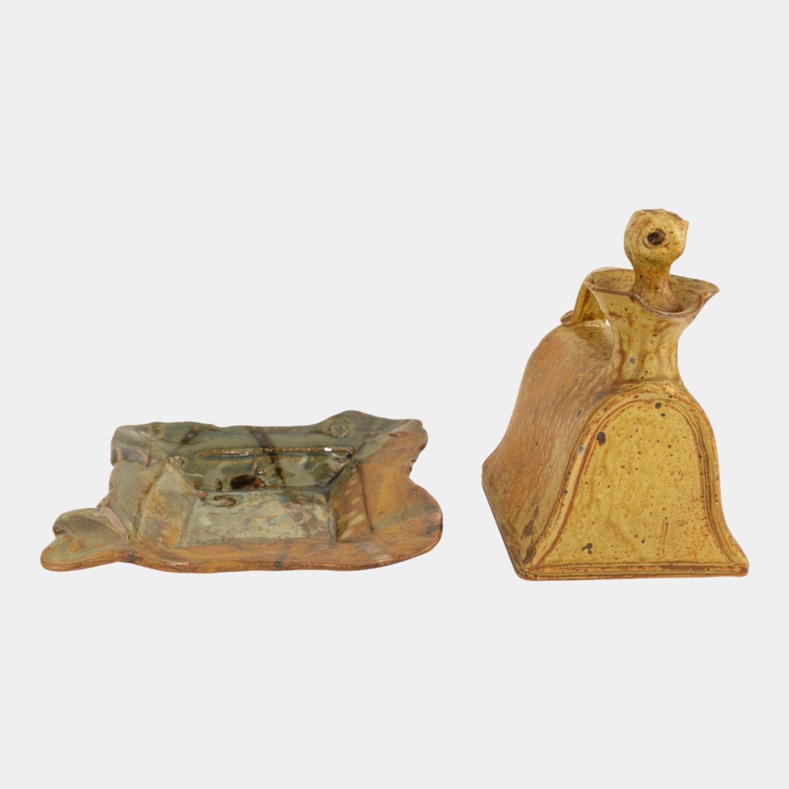 John Glick (1938-2017) Plum Tree Pottery Screw Top Teapot And Oblong Tray: Professional, fast, and affordable in house shipping available for all items.For higher resolution images please visit www.bid.craftedauctions.com John Glick (1938-2017) Plum Tree Pottery Screw Top Te