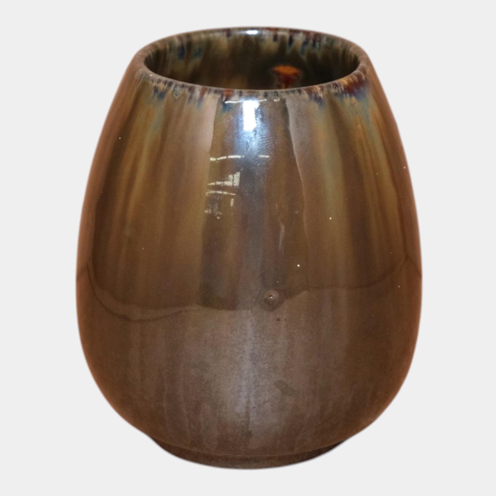 Fulper 1917-1934 Arts And Crafts Pottery Brown Flambe Drip Ceramic Vase 011 - 2