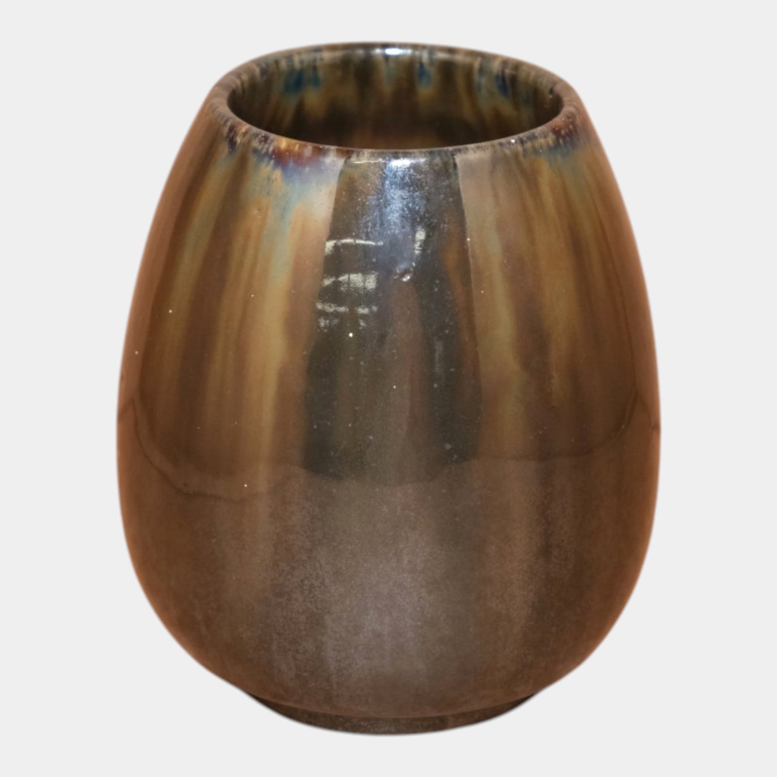 Fulper 1917-1934 Arts And Crafts Pottery Brown Flambe Drip Ceramic Vase 011 - 3