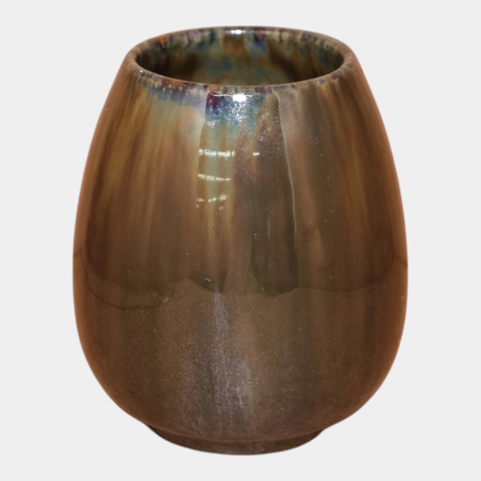 Fulper 1917-1934 Arts And Crafts Pottery Brown Flambe Drip Ceramic Vase 011 - 4
