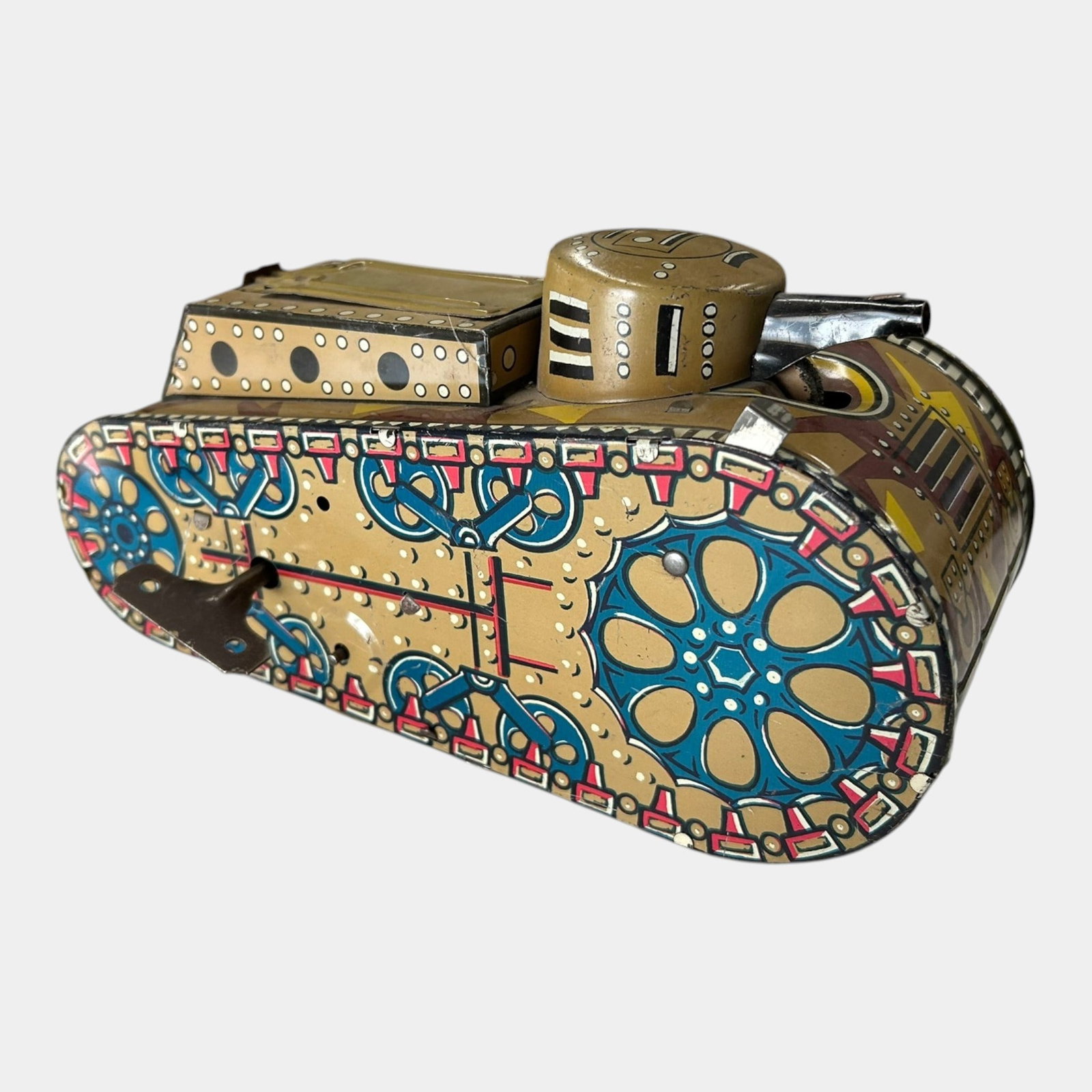 Marx 1930s Wind Up Tin Lithographed Doughboy Pop-Up Sparking Tank Toy (1 of 6)