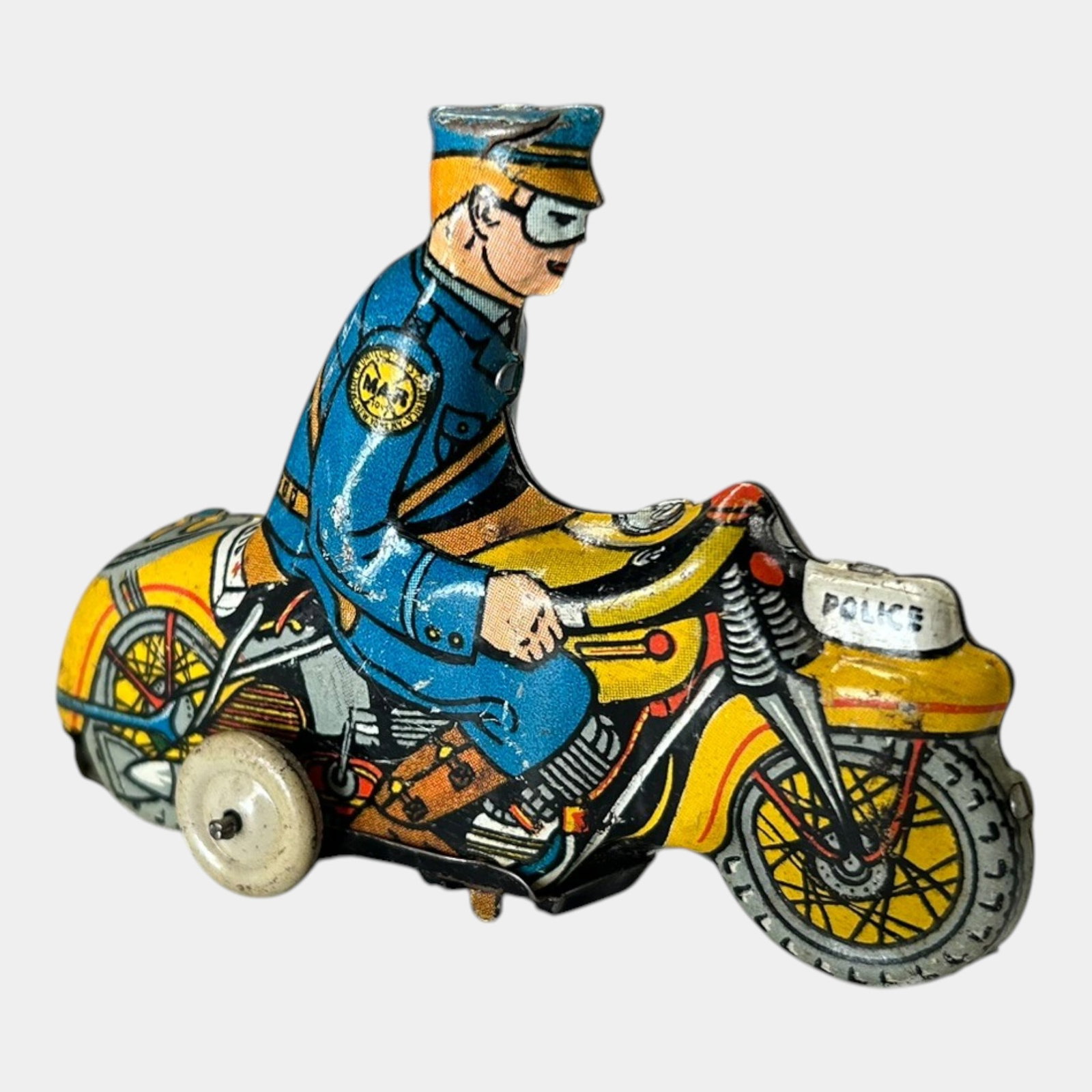 Marx 1930s Wind Up Tin Lithographed Police Motorcycle "Tricky Police Motorcycle" Vintage Toy CK165 (1 of 5)