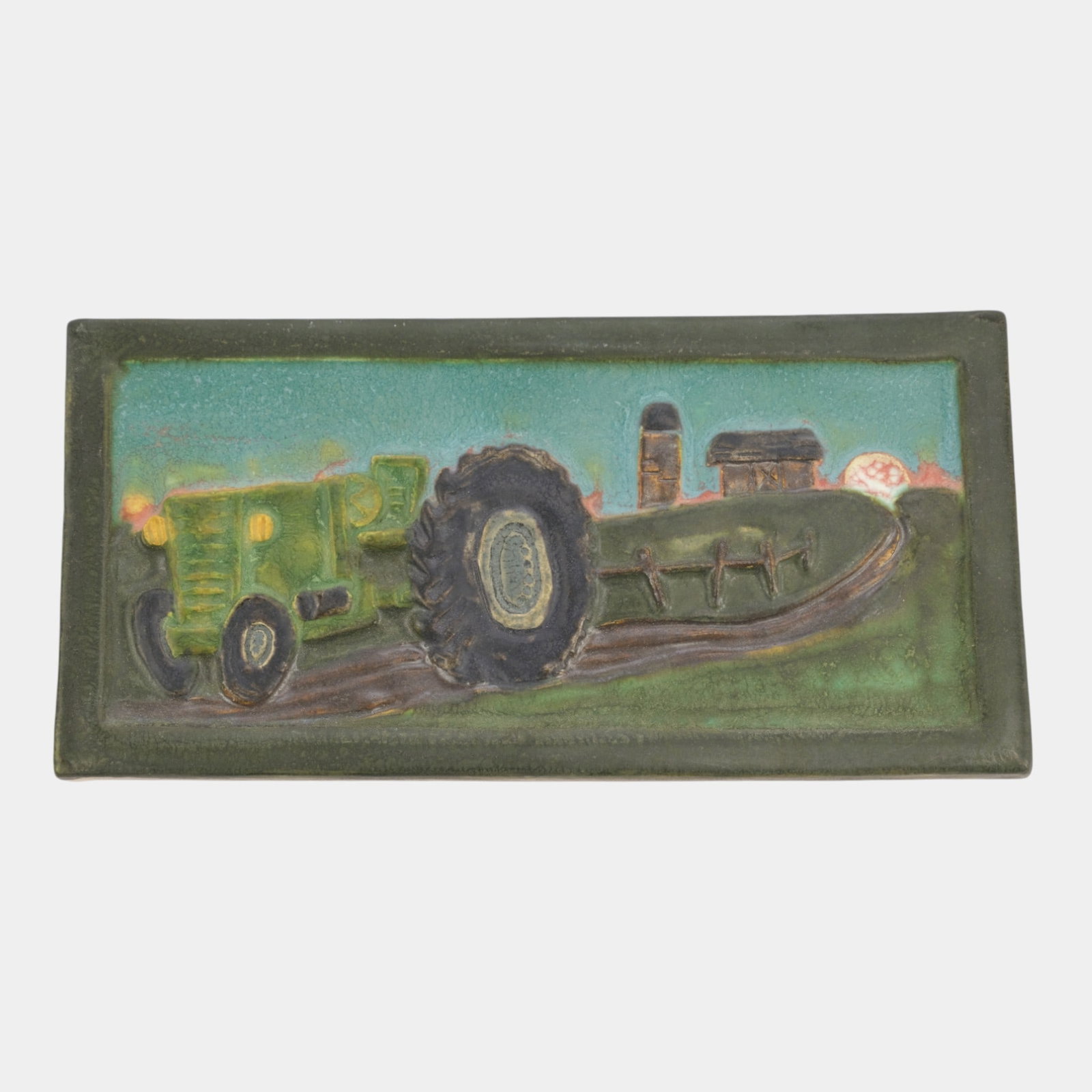 Ephraim Faience 2003 Arts And Crafts "Down on the Farm" Art Pottery Tile (1 of 2)