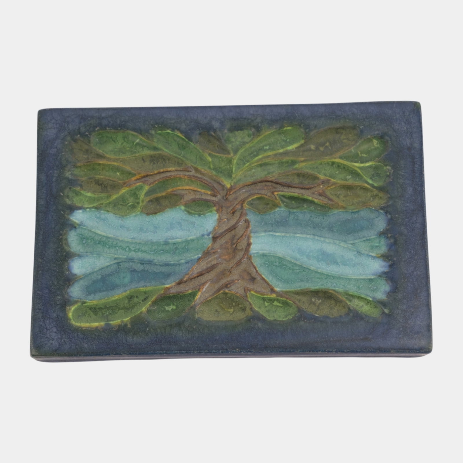 Ephraim Faience 2012 Art Pottery Glaze Variation Tree of Life Tile (1 of 2)
