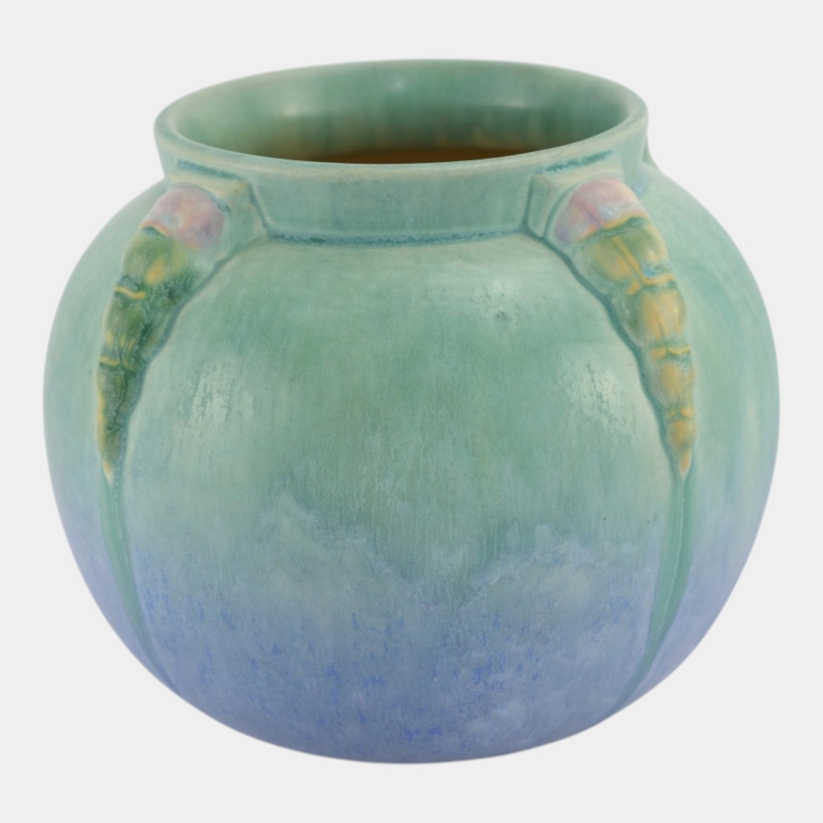 Roseville Topeo Blue1934 Vintage Art Deco Pottery Ceramic Flower Bowl Vase 245-6: Professional, fast, and affordable in house shipping available for all items.For higher resolution images please visit www.bid.craftedauctions.com Roseville Topeo Blue1934 Vintage Art Deco Pottery Cer