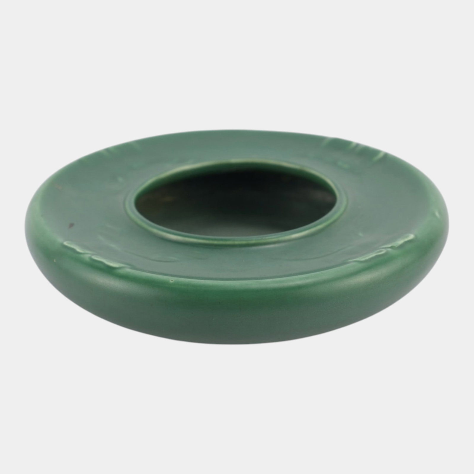 Julius Dressler Early 20th Century Austrian Art Pottery Matte Green Ceramic Dresser Low Bowl (1 of 6)