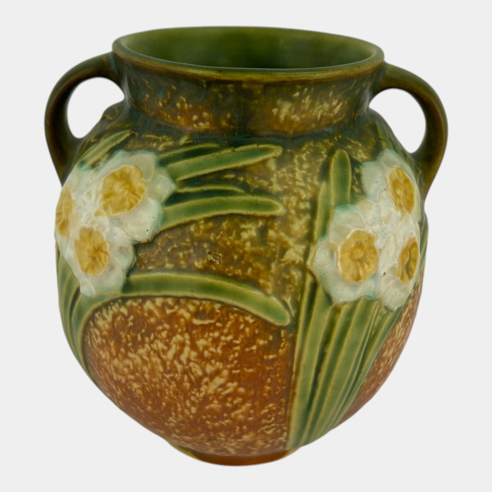 Roseville Jonquil 1931 Vintage Art and Crafts Brown Pottery Vase 540-6: Professional, fast, and affordable in house shipping available for all items.For higher resolution images please visit www.bid.craftedauctions.com Roseville Jonquil 1931 Vintage Art and Crafts Brown P