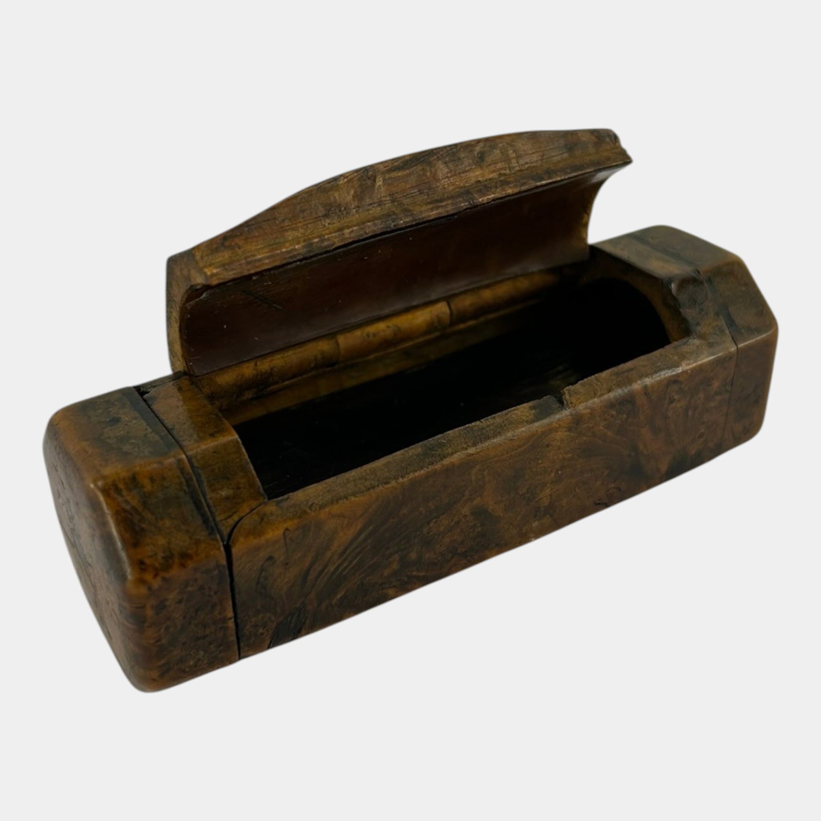 19th Century Burr Wood Double Side Lidded Panel Tobacco Snuff Box Case: Professional, fast, and affordable in house shipping available for all items.For higher resolution images please visit www.bid.craftedauctions.com 19th Century Burr Wood Double Side Lidded Panel Tobac