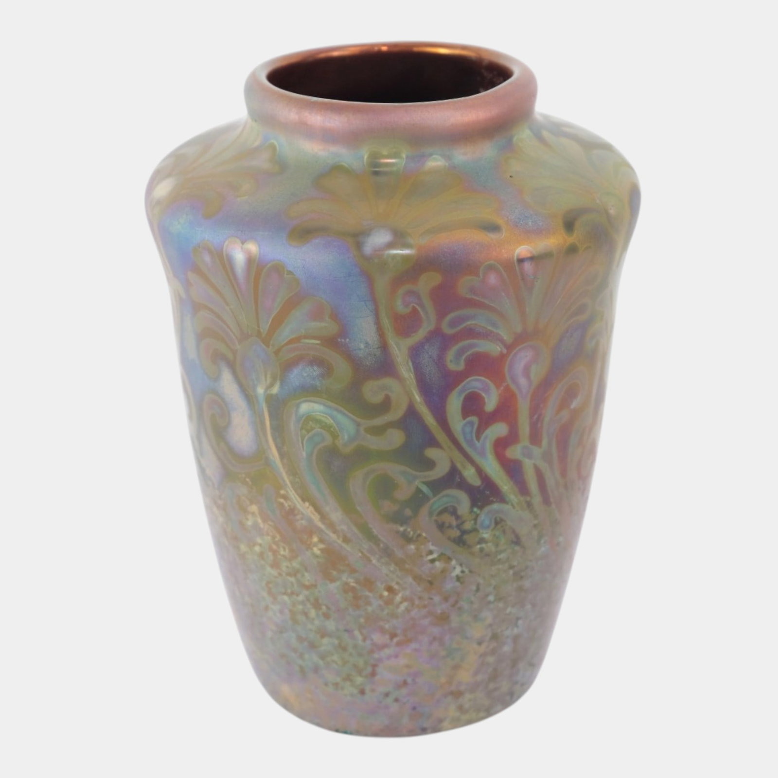 Weller Sicard 1902-07 Art Nouveau Pottery Iridescent Luster Floral Vase - 2