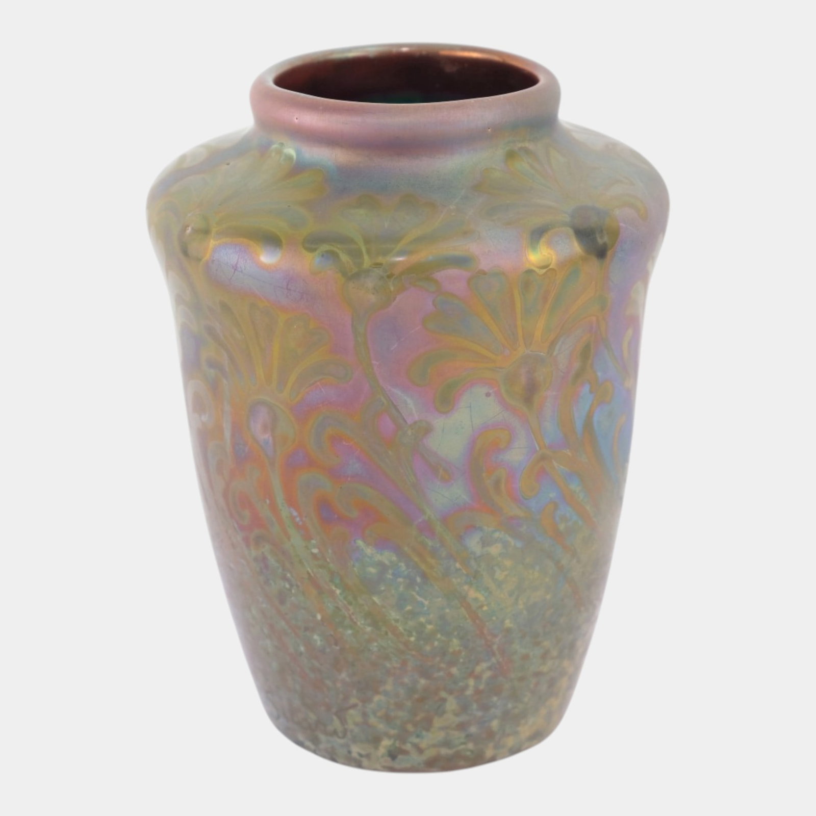 Weller Sicard 1902-07 Art Nouveau Pottery Iridescent Luster Floral Vase - 3