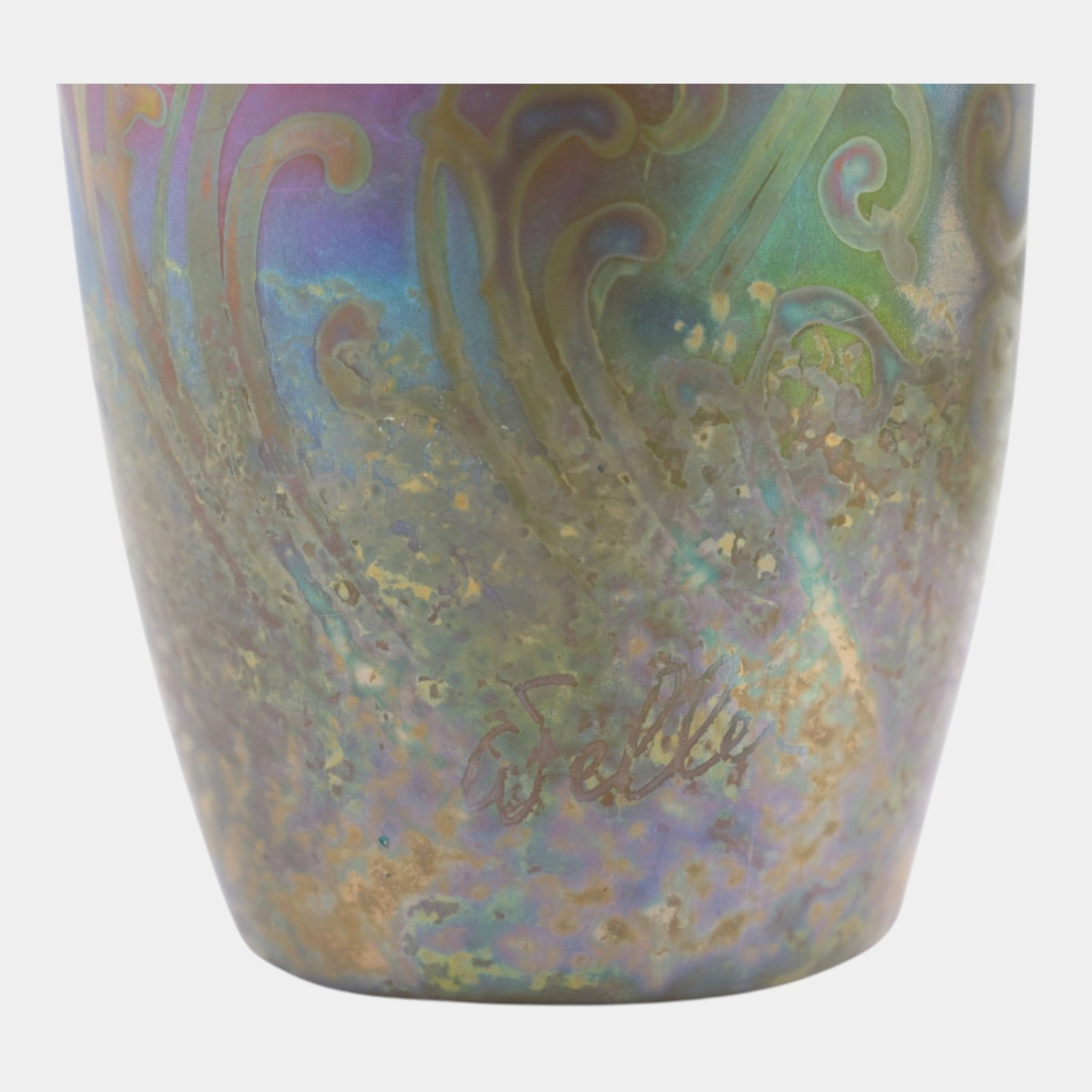 Weller Sicard 1902-07 Art Nouveau Pottery Iridescent Luster Floral Vase - 7