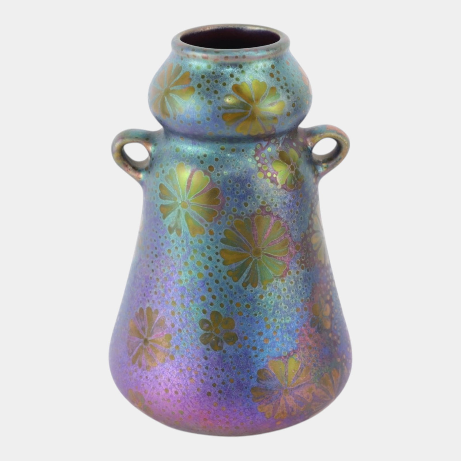 Weller Sicard 1902-07 Art Nouveau Pottery Iridescent Luster Floral Vase (1 of 8)