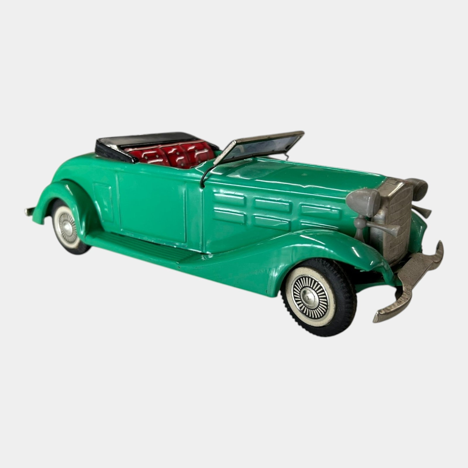 Bandai Japan 1960s Tin Plate Friction Powered Green Convertible 1933 Cadillac Old-Timer Toy Car (1 of 6)