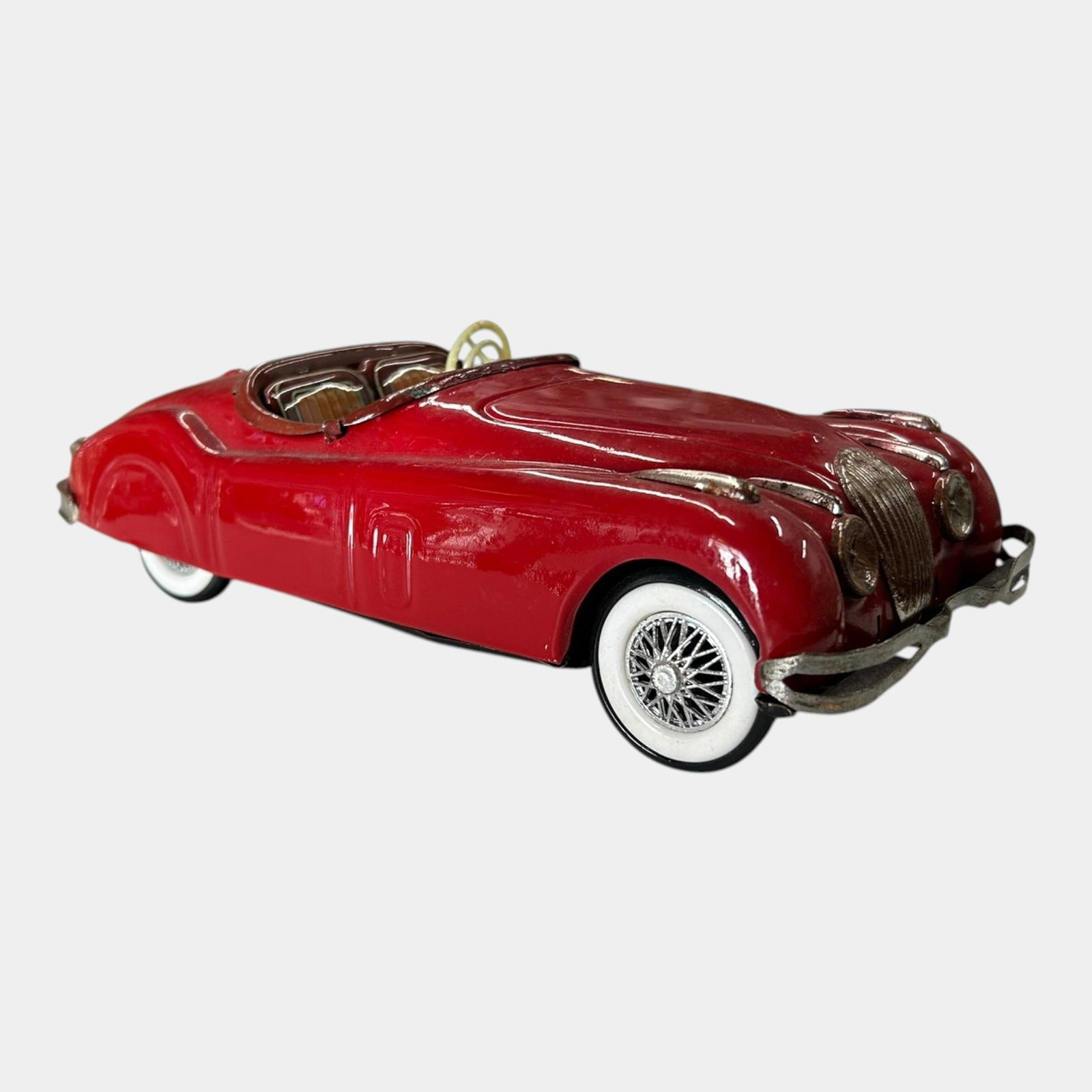 Bandai Japan 1950s Tin Litho Friction Powered Red Convertible Jaguar XK Roaster Series Toy Car (1 of 5)