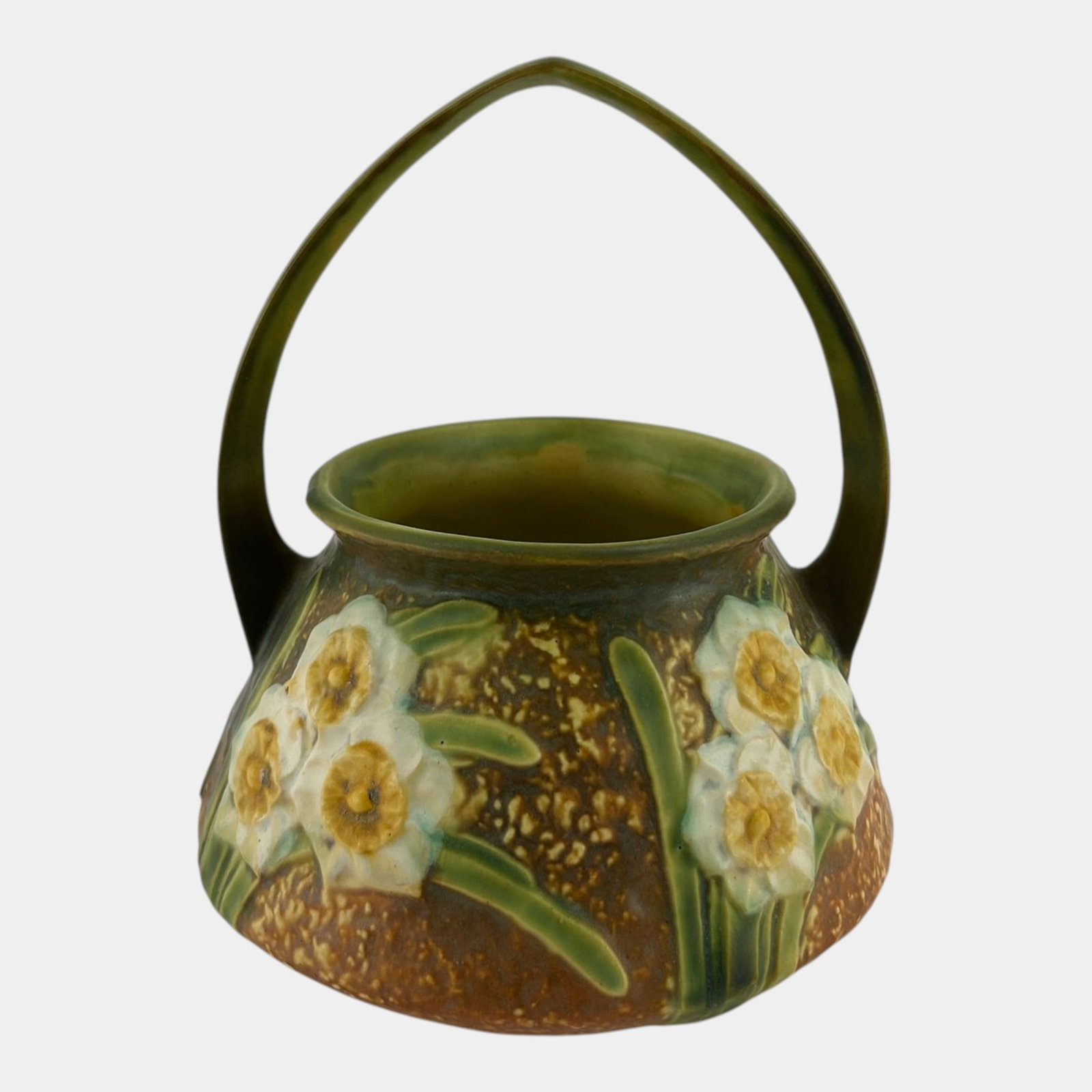 Roseville Jonquil 1931 Vintage Arts And Crafts Pottery Brown Basket 324-8 (1 of 5)