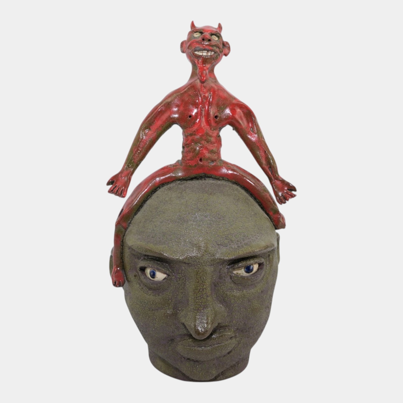 Marvin Bailey Face Jug Devil Head Figurine (1 of 8)