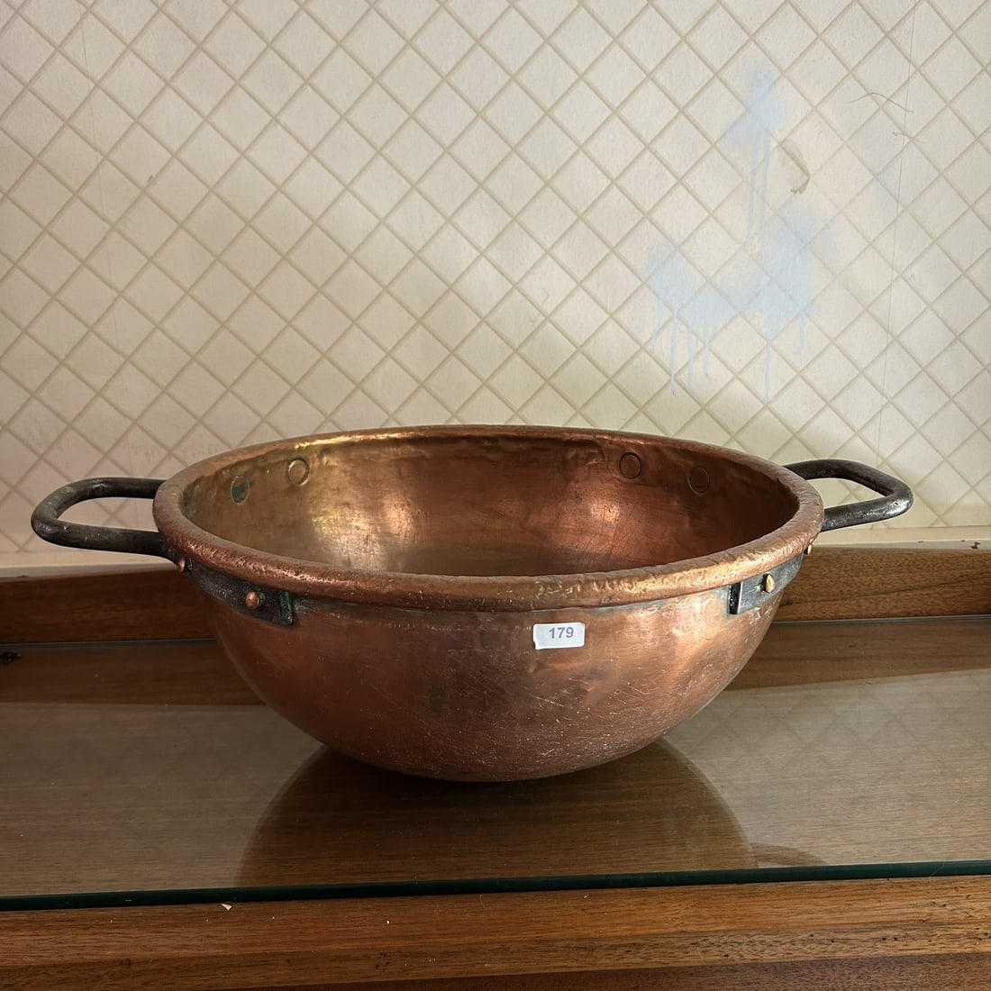 Early 20th Century Large Double Handled Solid Copper Candy / Apple Butter Kettle (1 of 3)