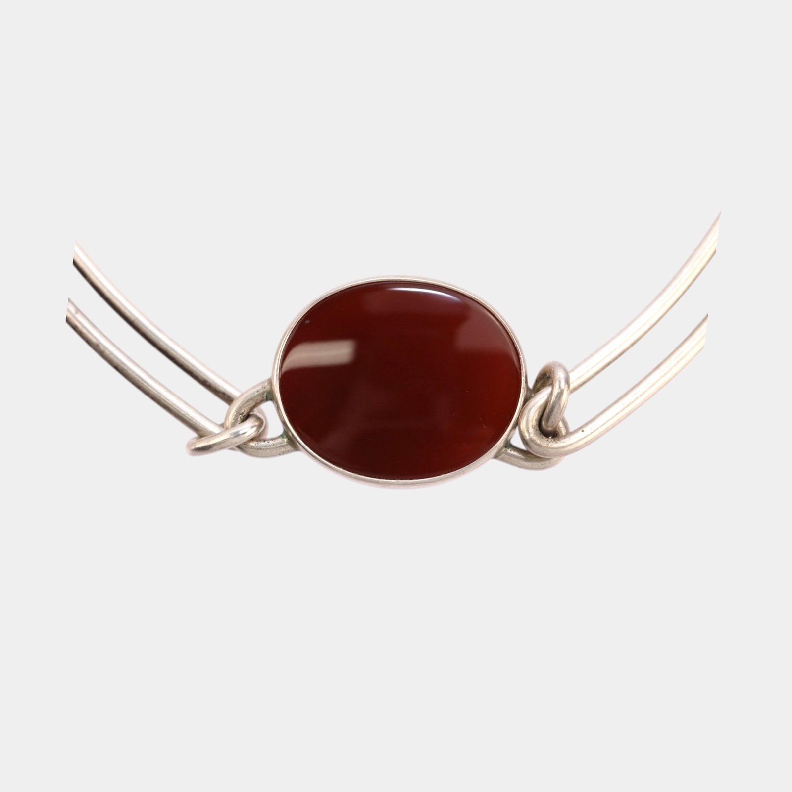 Neils Erik From Danish Mid Century Modern Sterling Silver Amber Gemstone Link Necklace: Professional, fast, and affordable in house shipping available for all items.For higher resolution images please visit www.bid.craftedauctions.com Boldly minimalist and elegantly sculptural, this Niel
