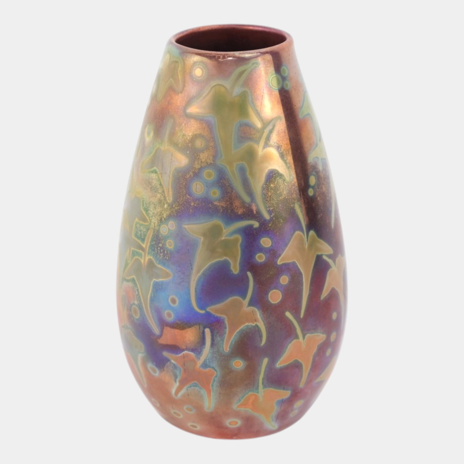 Weller Sicard 1902-07 Art Nouveau Pottery Iridescent Luster Leaves Vase (1 of 7)
