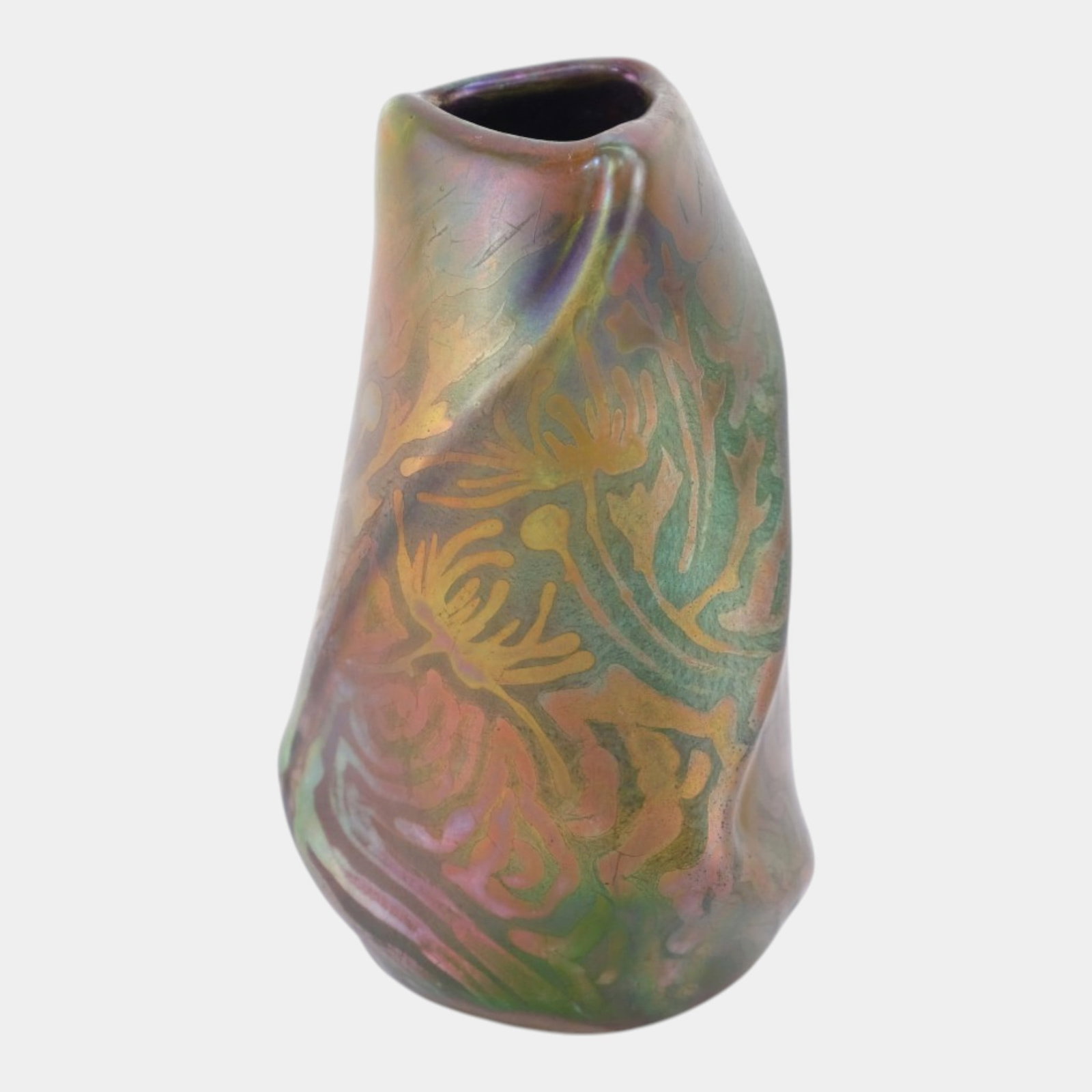 Weller Sicard 1902-07 Art Nouveau Pottery Iridescent Luster Floral Vase (1 of 6)