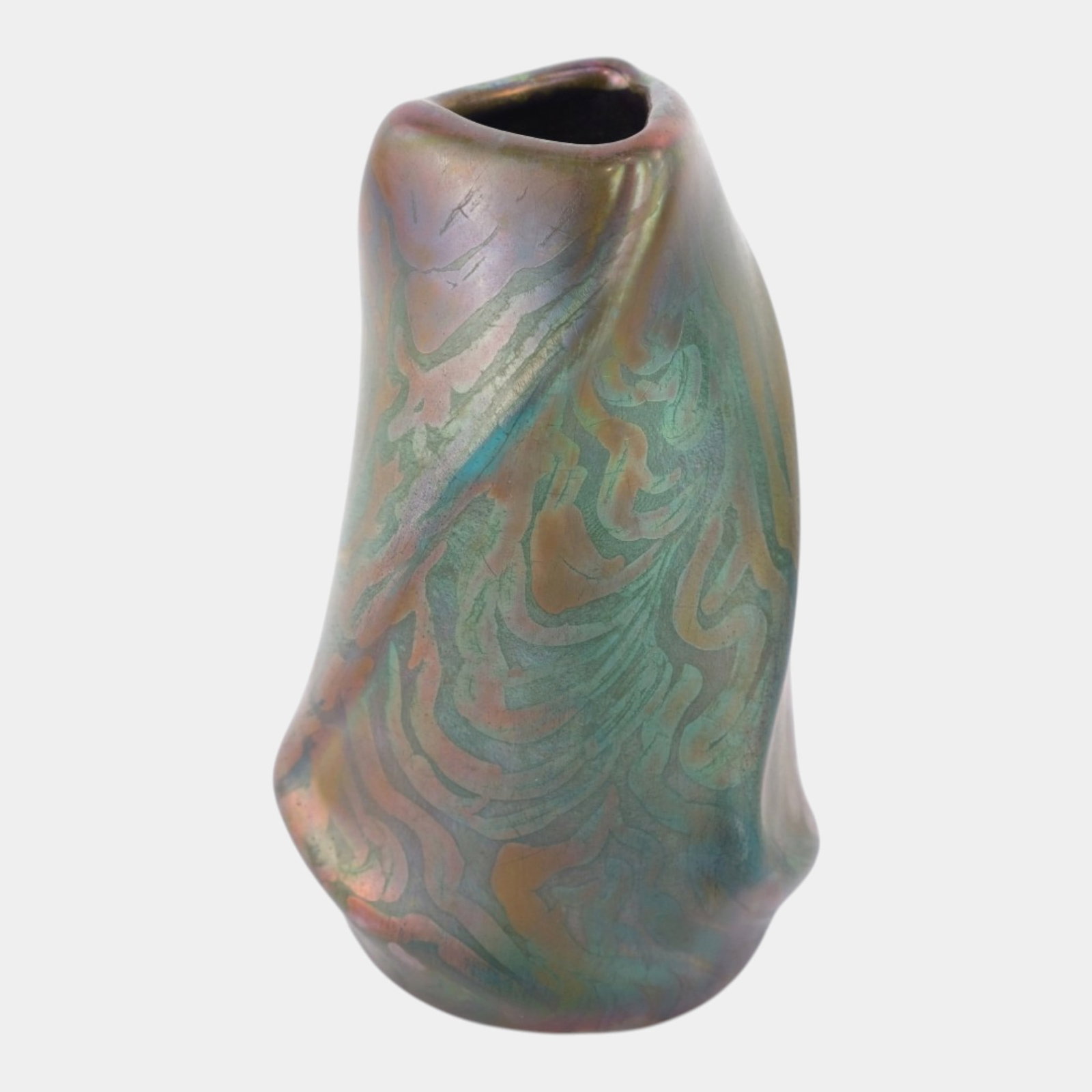 Weller Sicard 1902-07 Art Nouveau Pottery Iridescent Luster Floral Vase - 2