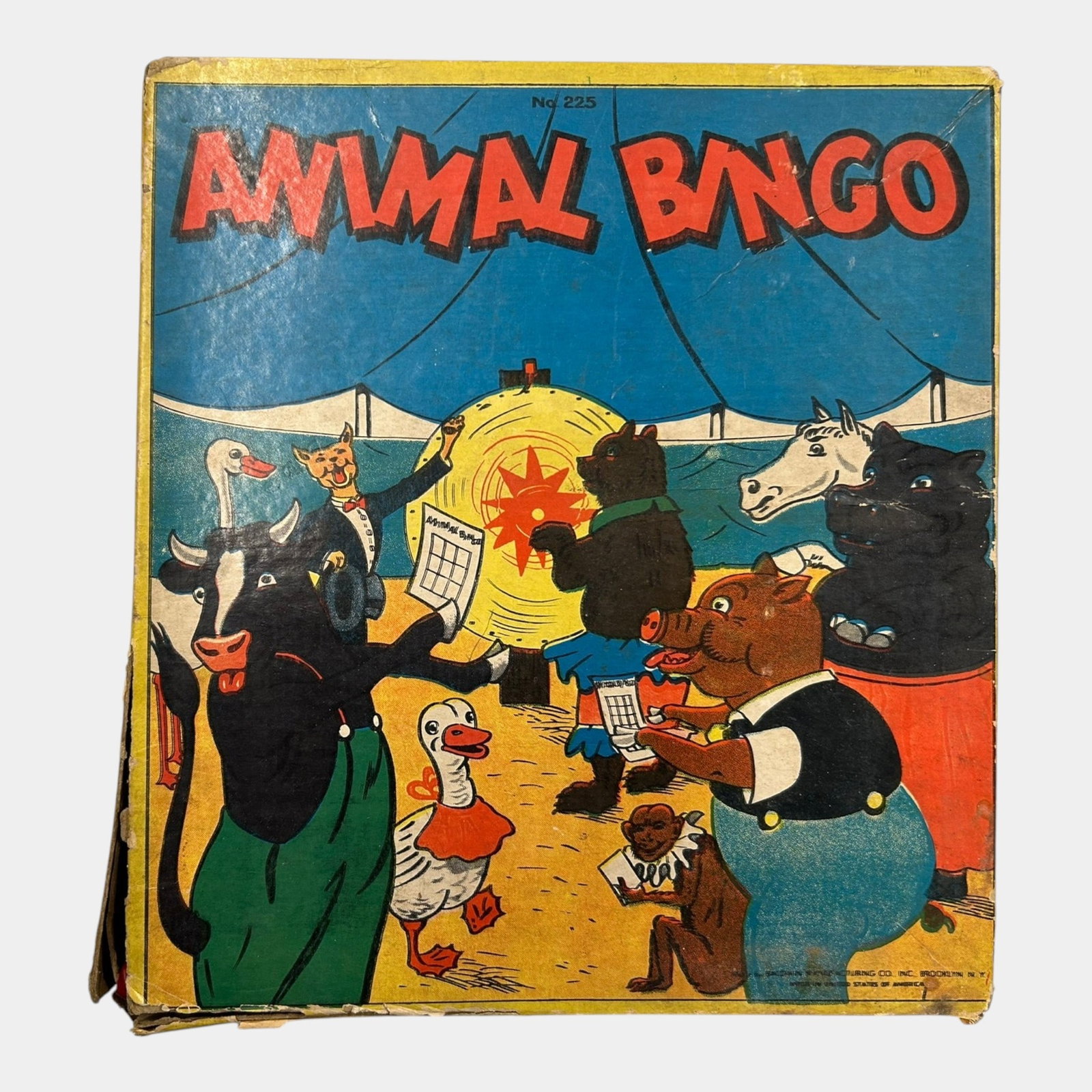 Baldwin Manufacturing Co. 1940s "Animal Bingo" Tin Litho Animal Bingo Game With Original Box: Professional, fast, and affordable in house shipping available for all items.For higher resolution images please visit www.bid.craftedauctions.com Baldwin Manufacturing Co. 1940s "Animal Bingo" Tin Li