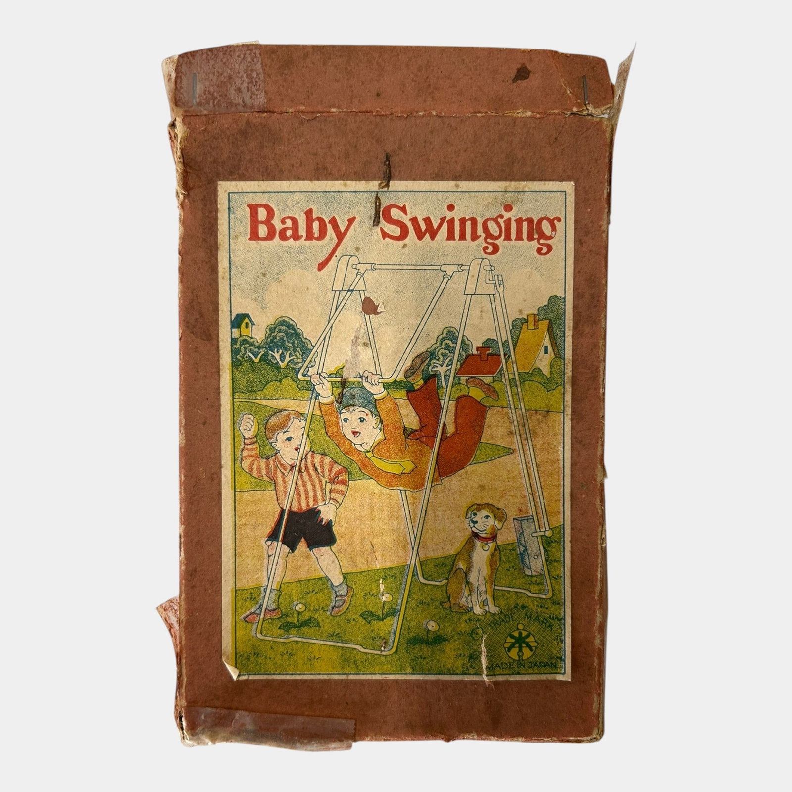 Vintage Japanese Export Novelty Toy Iron & Celluloid Acrobatic Wind Up "Baby Swinging" Toy With (1 of 2)