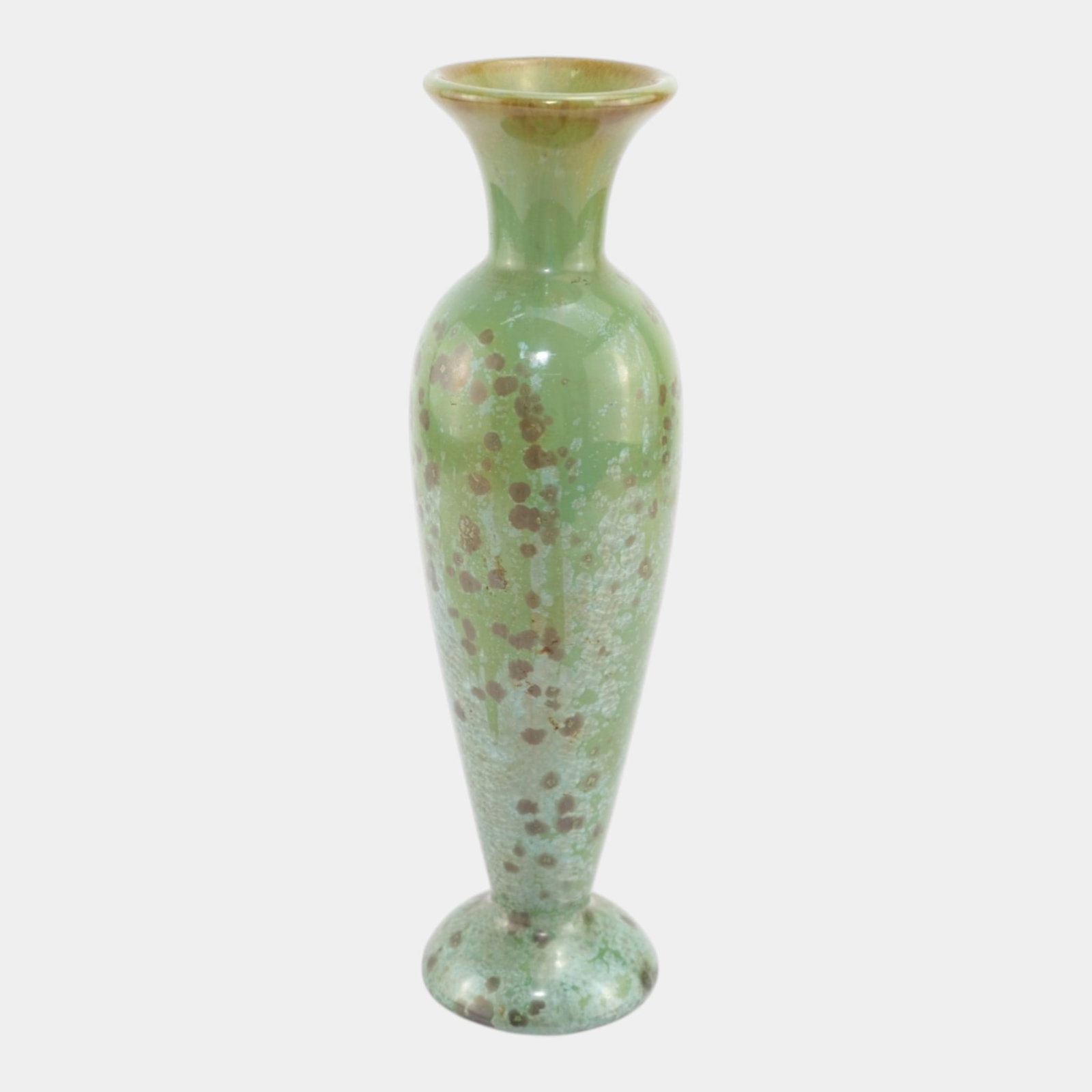 Fulper 1917-1934 Arts And Crafts Pottery Green Crystalline Ceramic Bud Vase 668: Professional, fast, and affordable in house shipping available for all items.For higher resolution images please visit www.bid.craftedauctions.com Fulper 1917-1934 Arts And Crafts Pottery Green Crysta