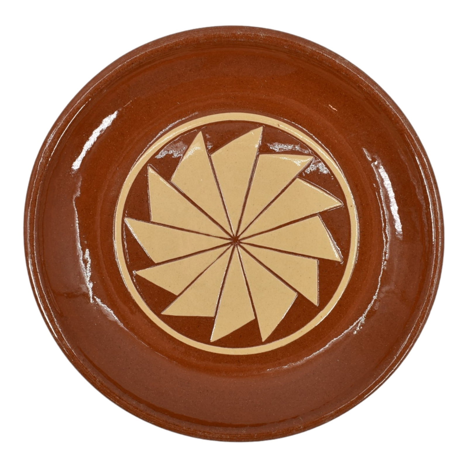 Pine Ridge Sioux Dakota Native American Pottery Geometric Brown Plate Cottier: Professional, fast, and affordable in house shipping available for all items.For higher resolution images please visit www.bid.craftedauctions.com Pine Ridge Sioux Dakota Native American Pottery Geome
