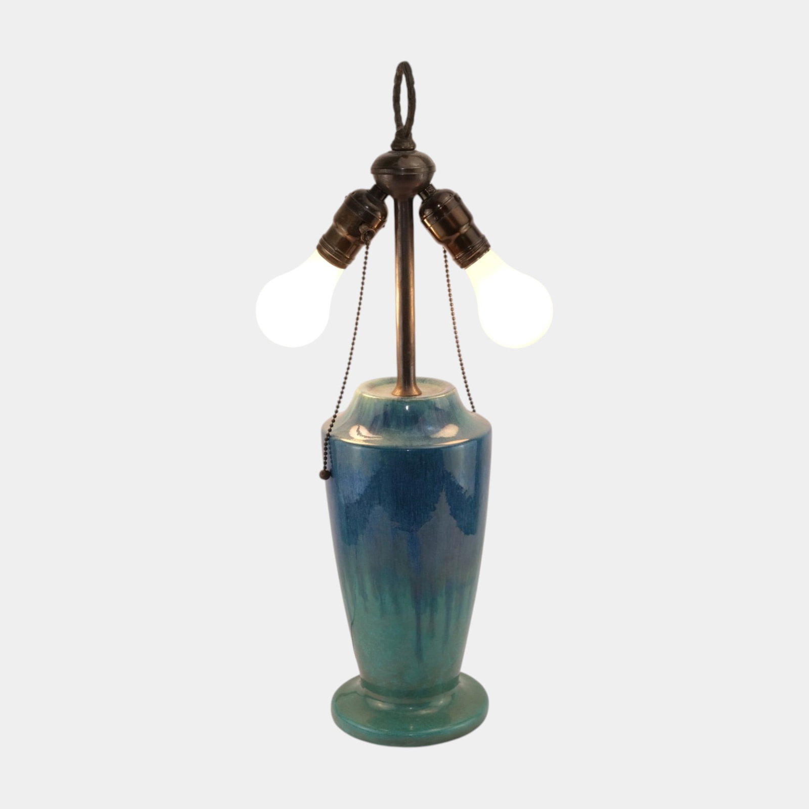 Muncie 1920s Art Deco Blue Green Drip Glaze Art Pottery Ceramic Factory Lamp (1 of 7)