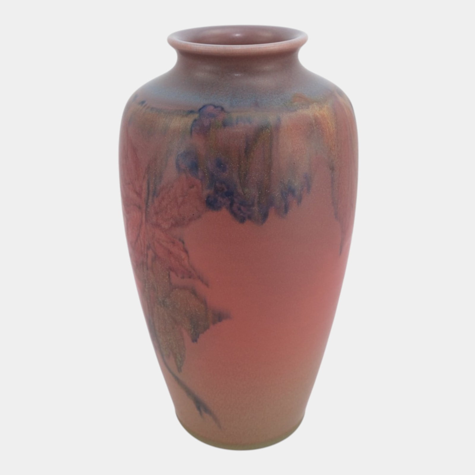 Rookwood 1931 Vintage Arts & Crafts Pottery Red Purple Floral Ceramic Vase 614D Elizabeth Lincoln - 3