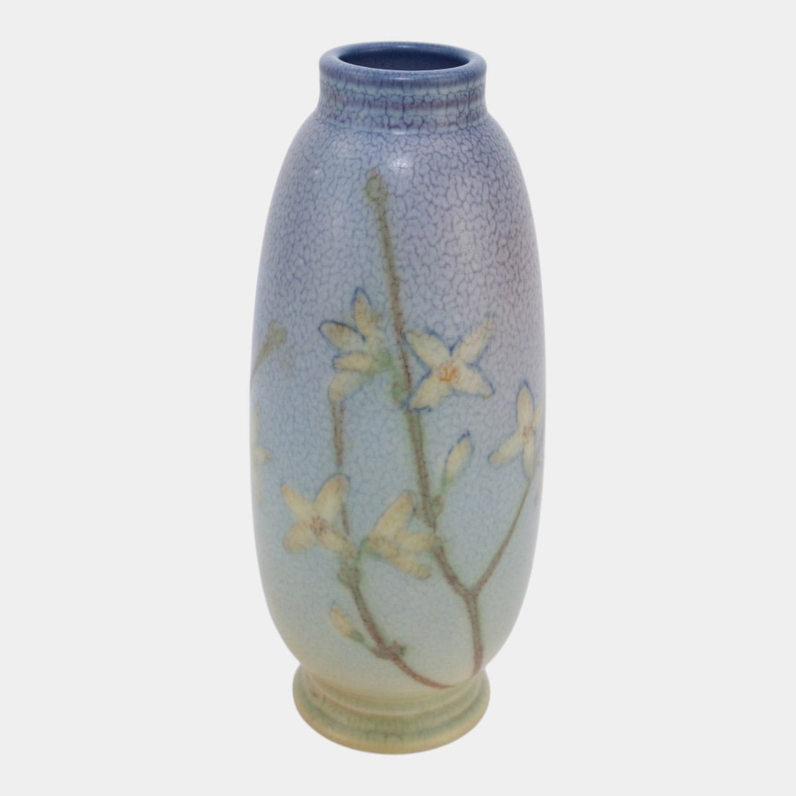 Kataro Shirayamadani For Rookwood 1939 Arts & Crafts Pottery Purple Blue Cherry Blossom Vase 6740: Professional, fast, and affordable in house shipping available for all items.For higher resolution images please visit www.bid.craftedauctions.com Kataro Shirayamadani For Rookwood 1939 Arts & Crafts 